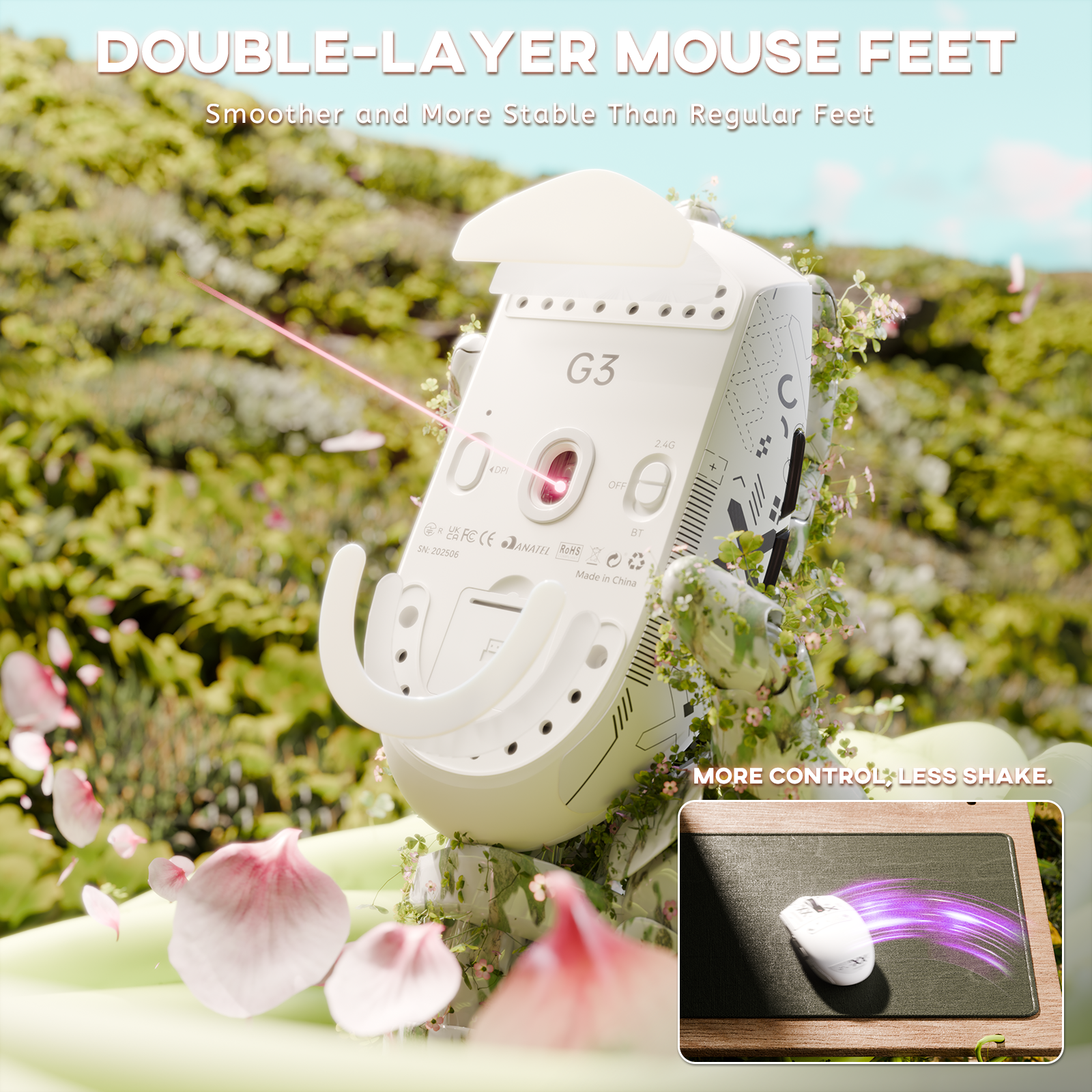 ATTACK SHARK G3 Tri-mode Bezprzewodowa mysz do gier 25000 DPI Ultra lekka