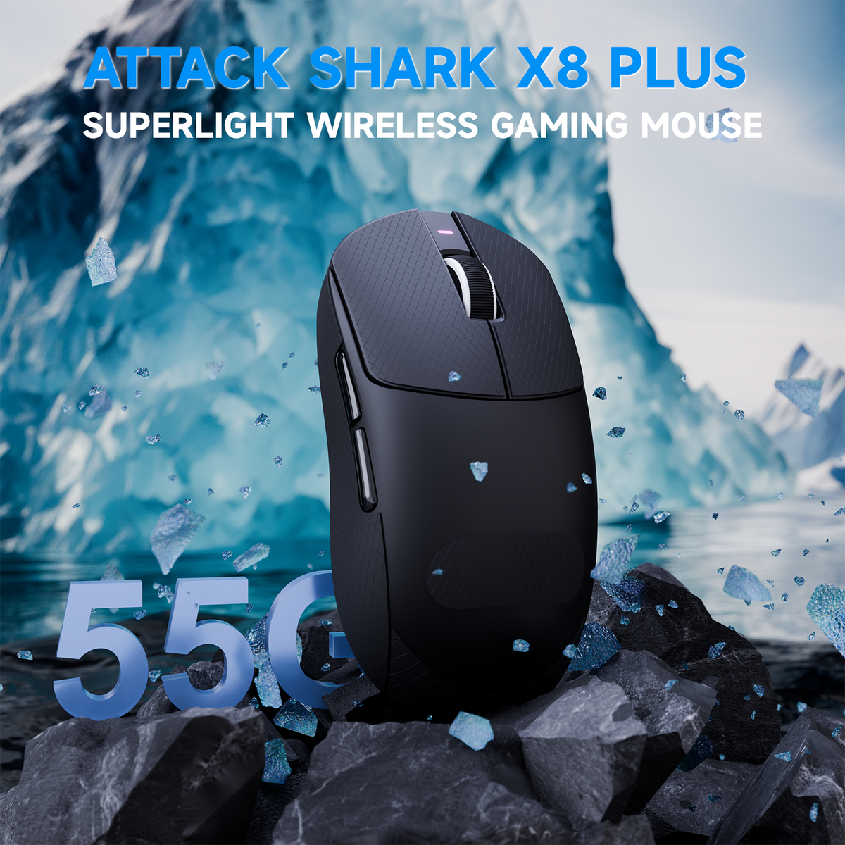 Bezprzewodowa mysz gamingowa ATTACK SHARK X8 PLUS z trzema trybami łączności i kablem C06 ULTRA