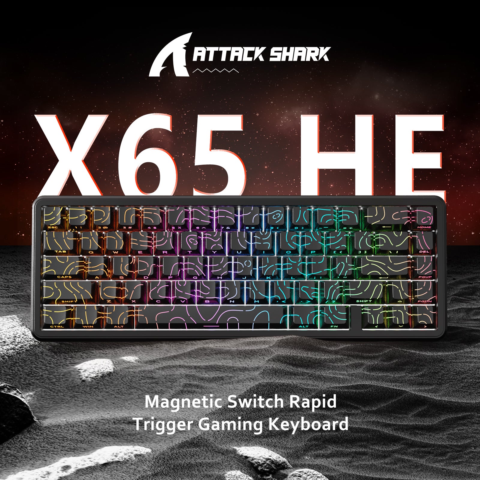 ATTACK SHARK X65 HE Klawiatura Rapid Trigger z Magnetycznym Przełącznikiem