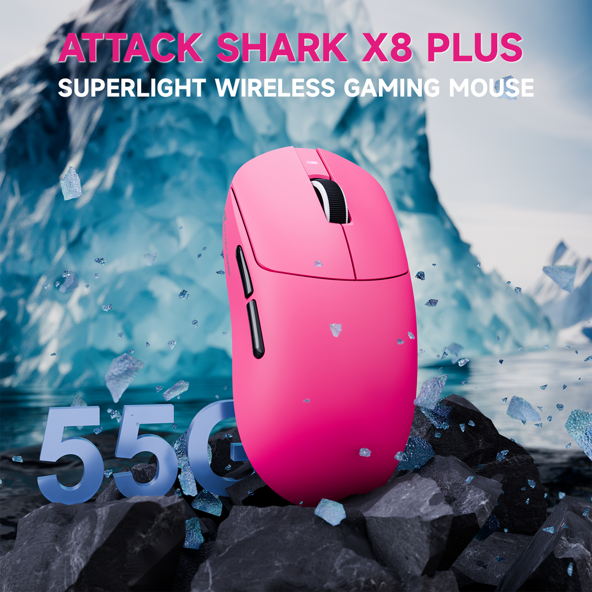 Bezprzewodowa mysz gamingowa ATTACK SHARK X8 PLUS z trzema trybami łączności i kablem C06 ULTRA