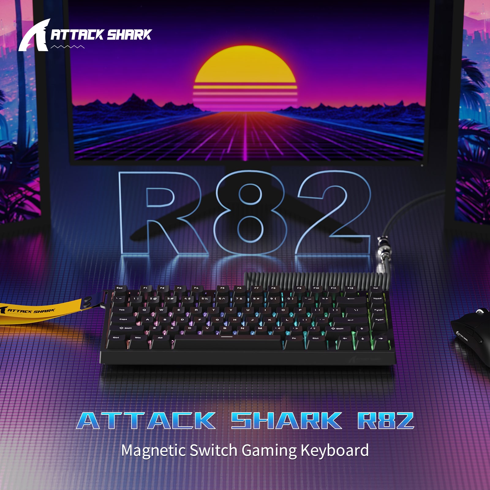 ATTACK SHARK R82 HE Przewodowa klawiatura do gier 75% z kablem LED C01ULTRA
