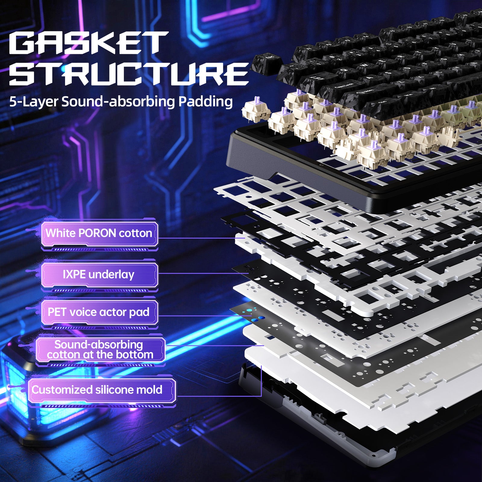 ATTACK SHARK X87 ULTRA Bezprzewodowa klawiatura do gier z odbiornikiem 8KHz i spiralnym kablem RGB