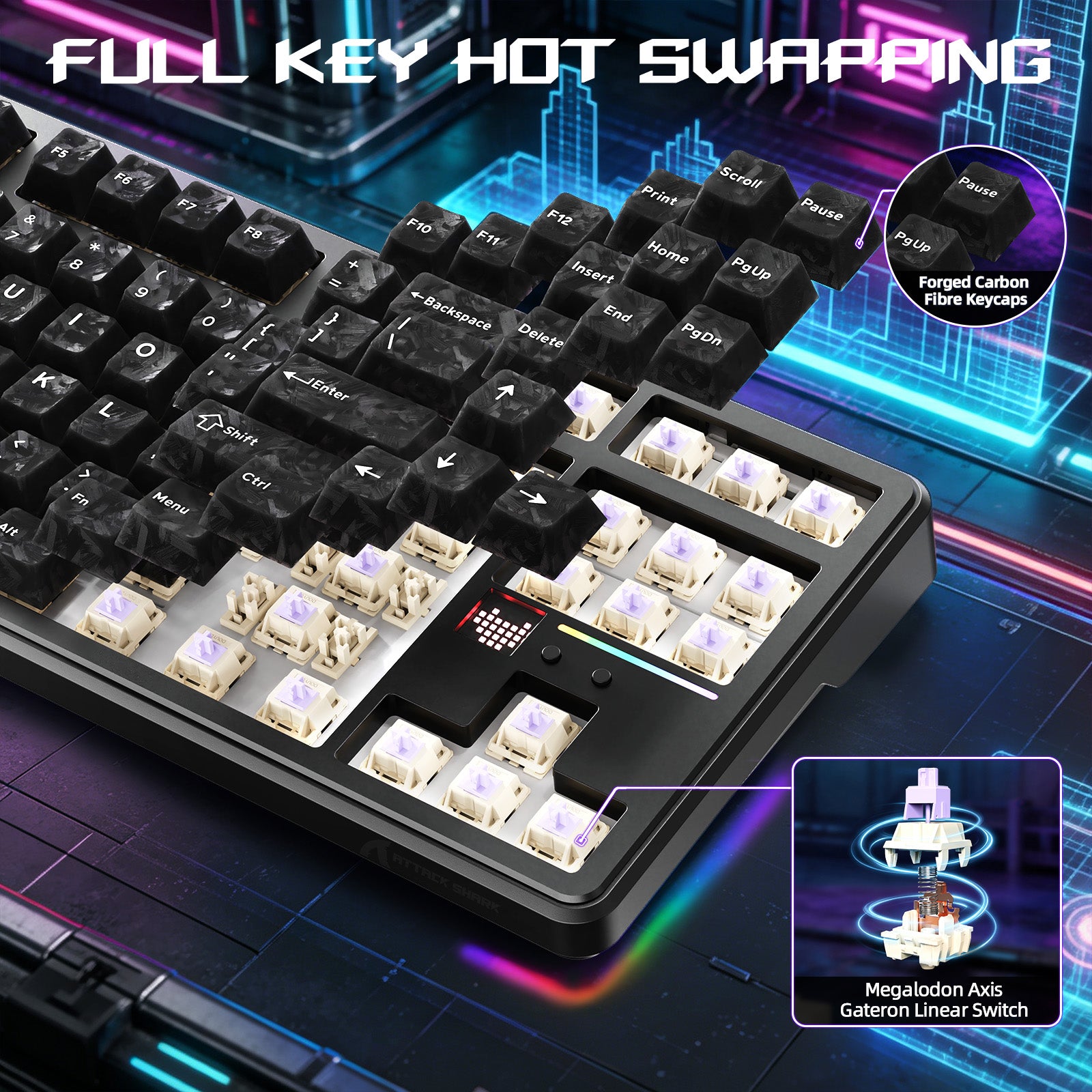 ATTACK SHARK X87 ULTRA Bezprzewodowa klawiatura do gier z odbiornikiem 8KHz i spiralnym kablem RGB