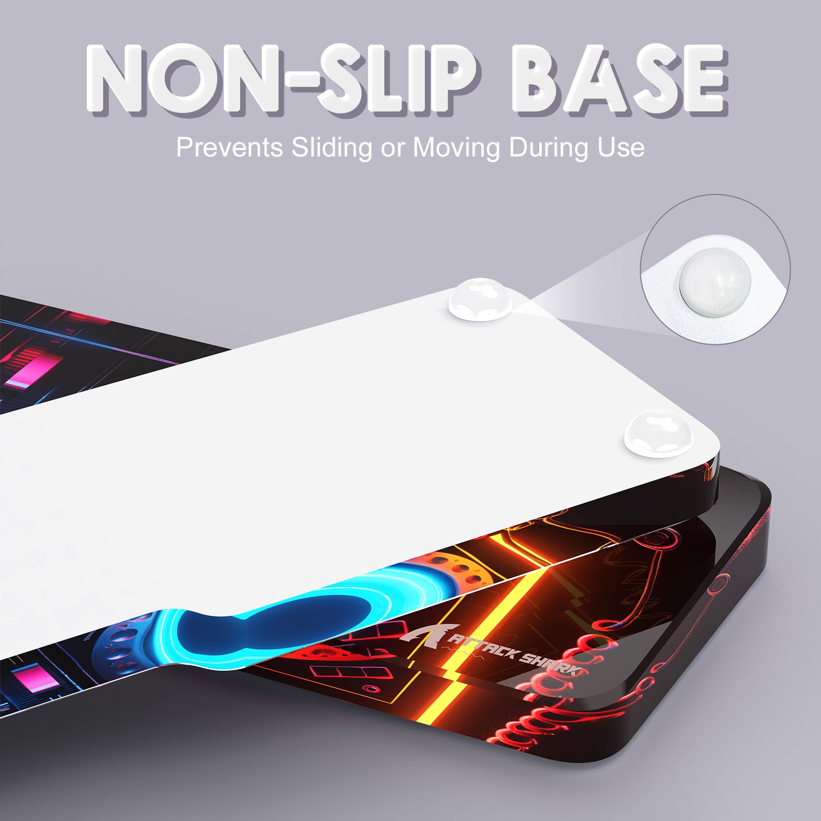 ATTACK SHARK acrylic wrist rest with non-slip base and illuminated pattern.