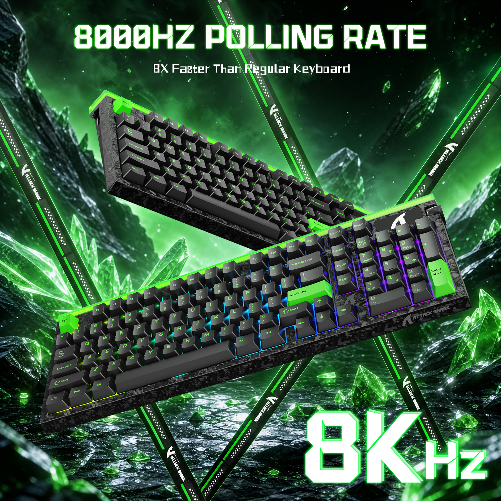 Klawiatura przewodowa ATTACK SHARK R98 HE z włókna węglowego, szybkim spustem, magnetycznym przełącznikiem oraz kablem Ultra RGB C01 w oplocie spiralnym