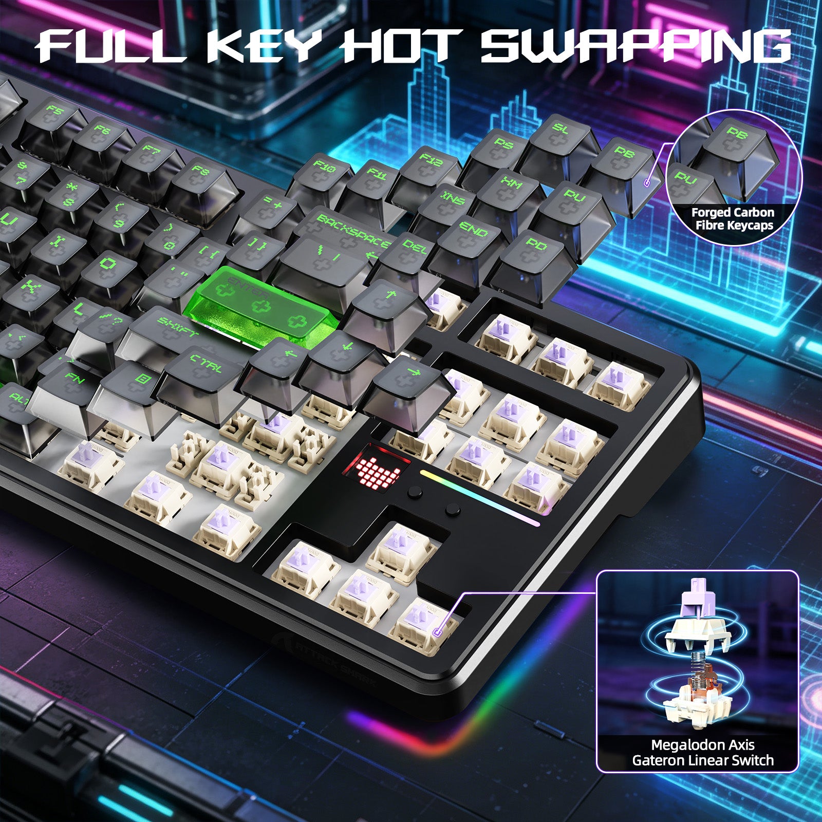ATTACK SHARK X87 ULTRA Bezprzewodowa klawiatura do gier z odbiornikiem 8KHz i spiralnym kablem RGB
