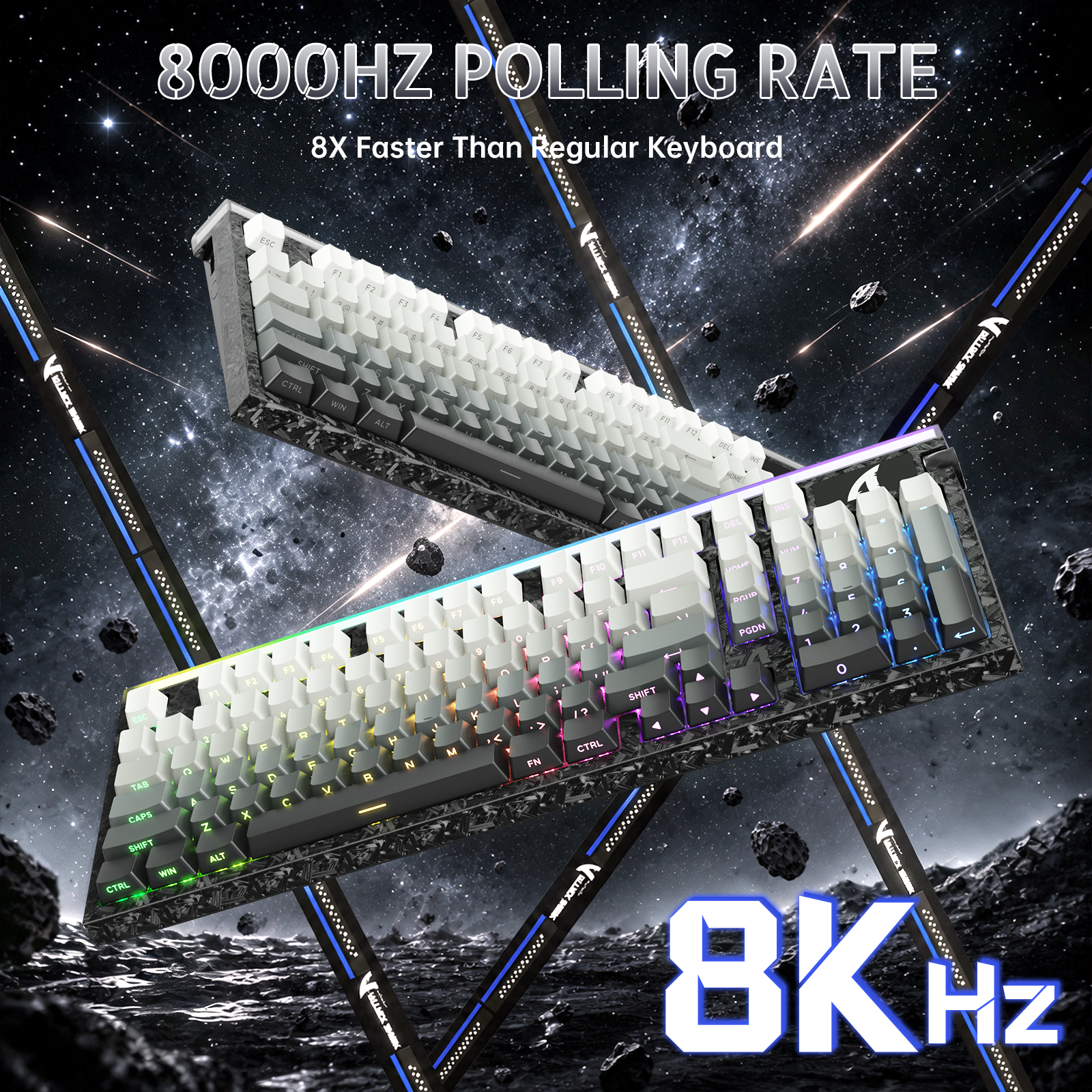 Klawiatura przewodowa ATTACK SHARK R98 HE z włókna węglowego, szybkim spustem, magnetycznym przełącznikiem oraz kablem Ultra RGB C01 w oplocie spiralnym