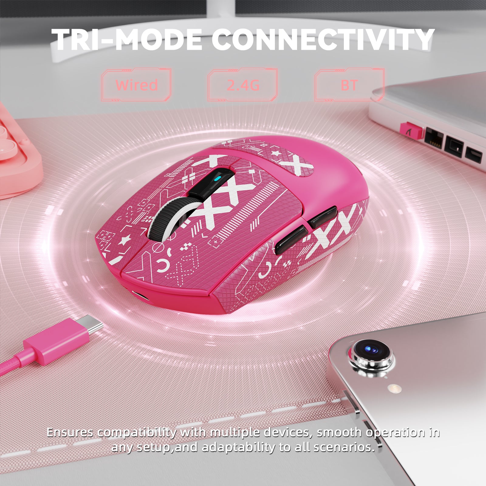 ATTACK SHARK G3 PRO Tri-mode bezprzewodowa mysz gamingowa z dokiem ładującym 25000 DPI Ultra lekka