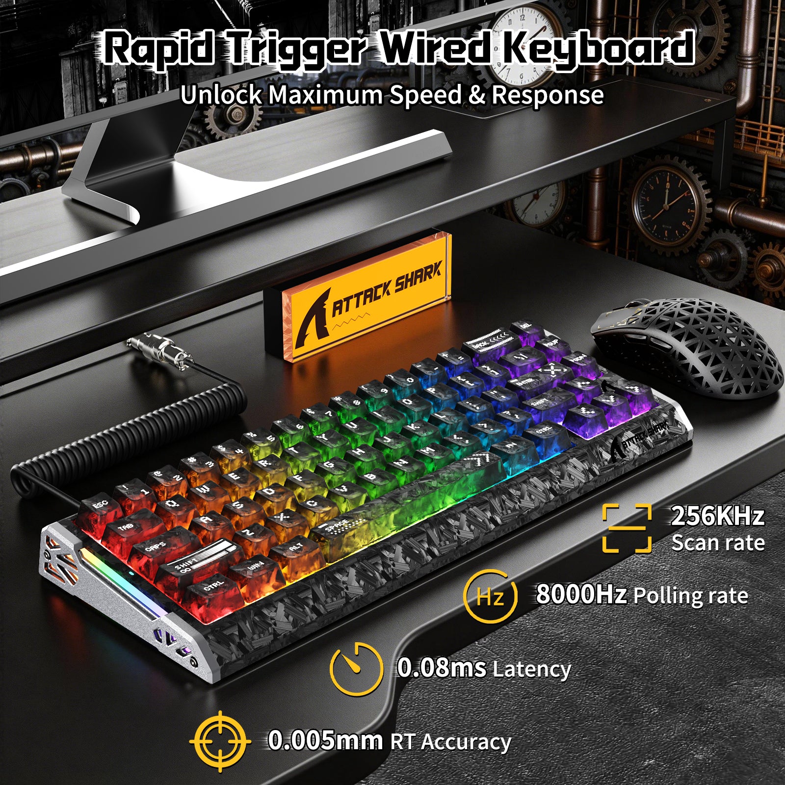 ATTACK SHARK R68 HE & R5 ULTRA Zestaw gamingowy z włókna węglowego z kablem C01 ULTRA w oplocie