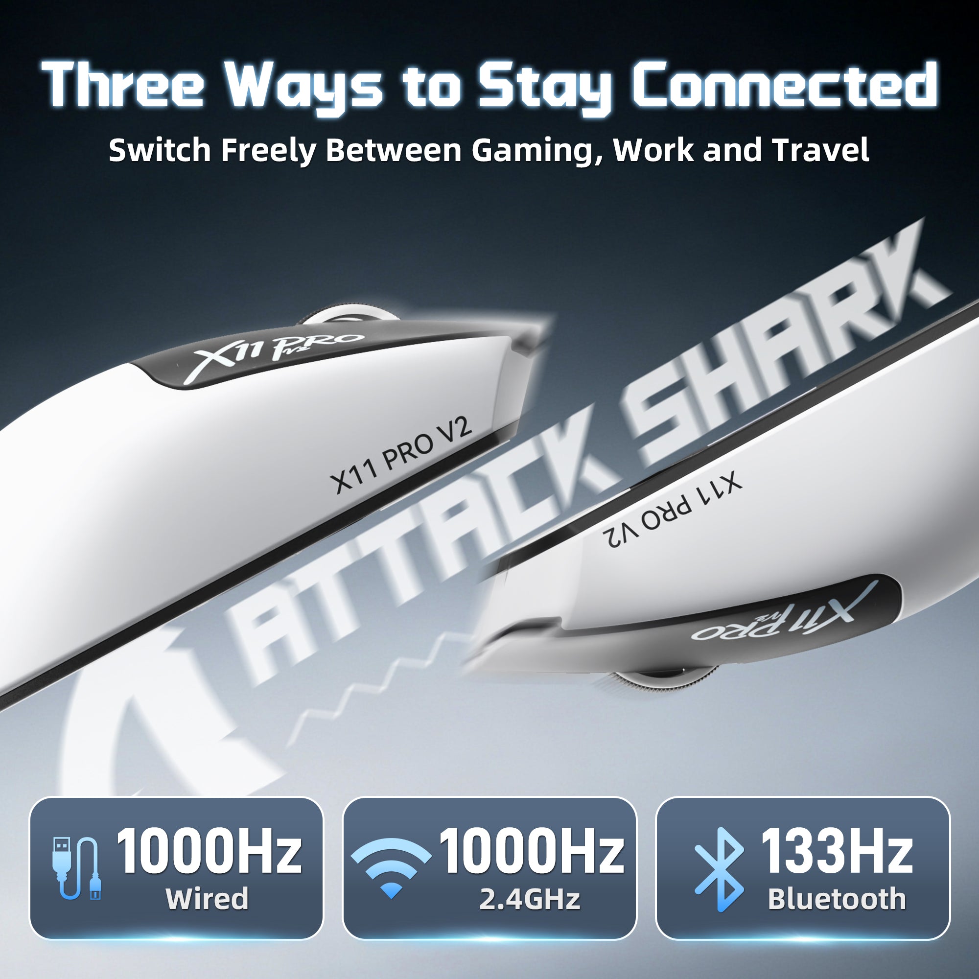 Bezprzewodowa mysz gamingowa ATTACK SHARK X11 PRO V2 z wyświetlaczem TFT i stacją ładującą