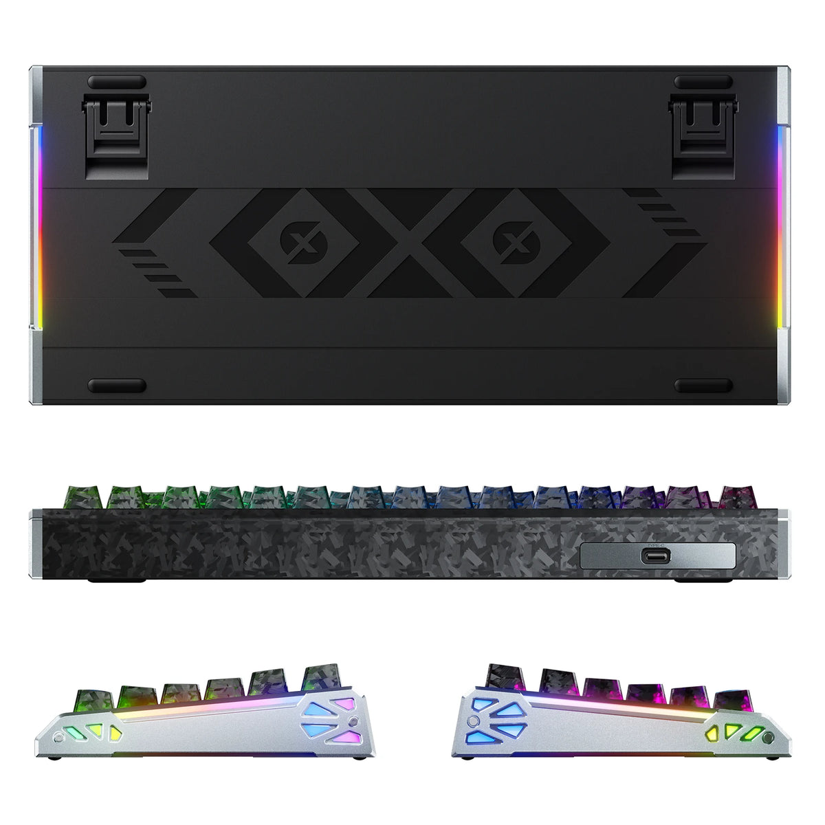 ATTACK SHARK R86 HE Carbon Fiber Przewodowa klawiatura gamingowa z magnetycznymi przełącznikami i szybkim wyzwalaniem, z kablem spiralnym C01 ULTRA RGB