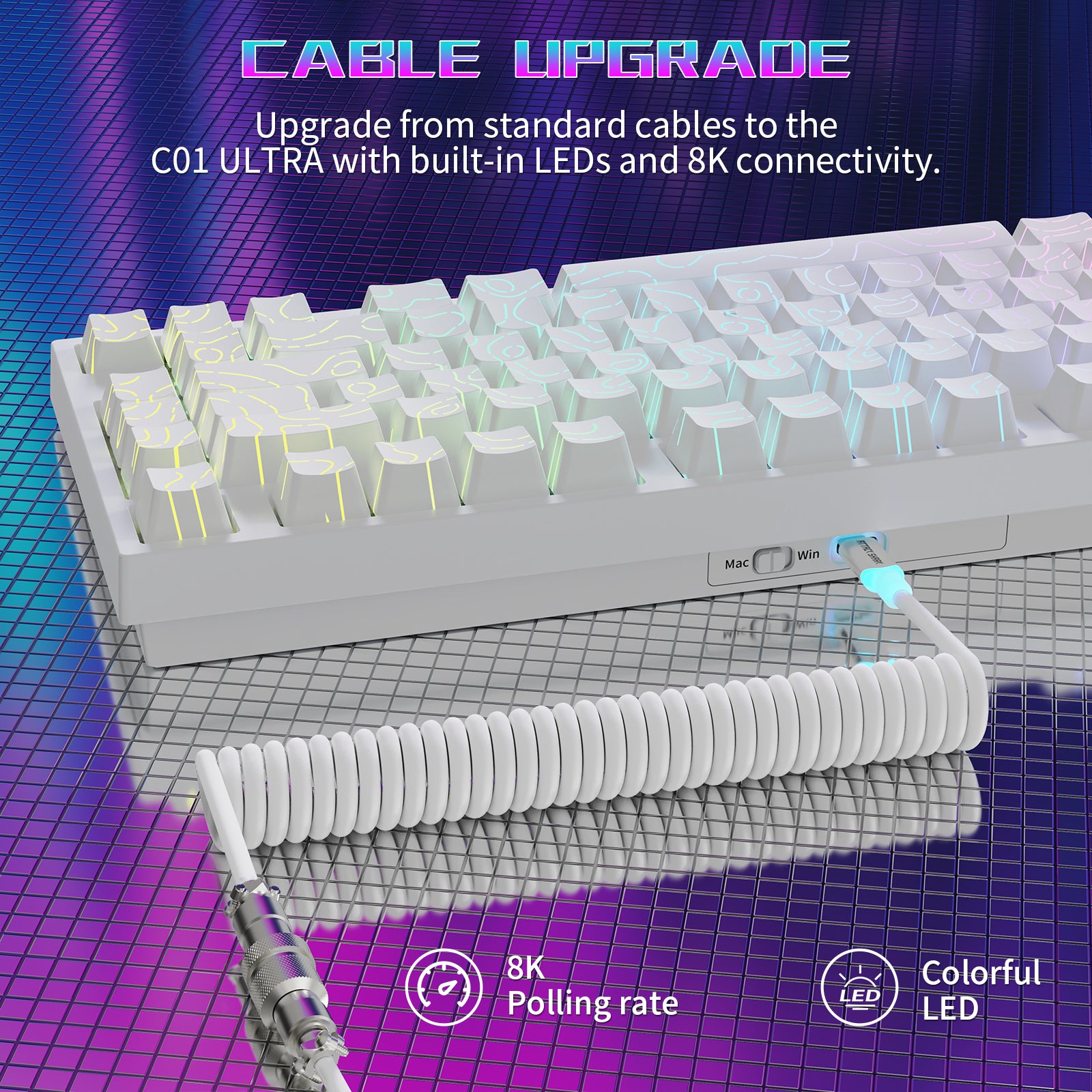 ATTACK SHARK R82 HE Przewodowa klawiatura do gier 75% z kablem LED C01ULTRA