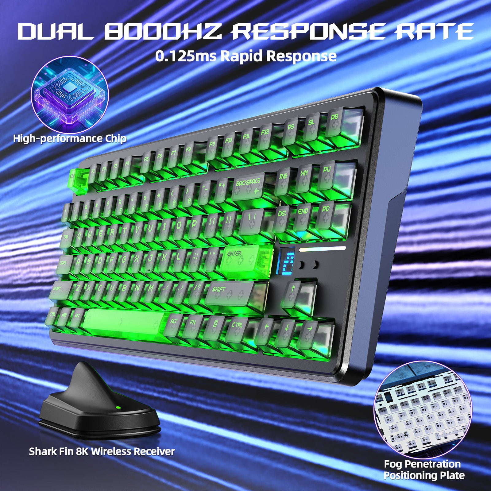 ATTACK SHARK X87 ULTRA Bezprzewodowa klawiatura do gier z odbiornikiem 8KHz i spiralnym kablem RGB