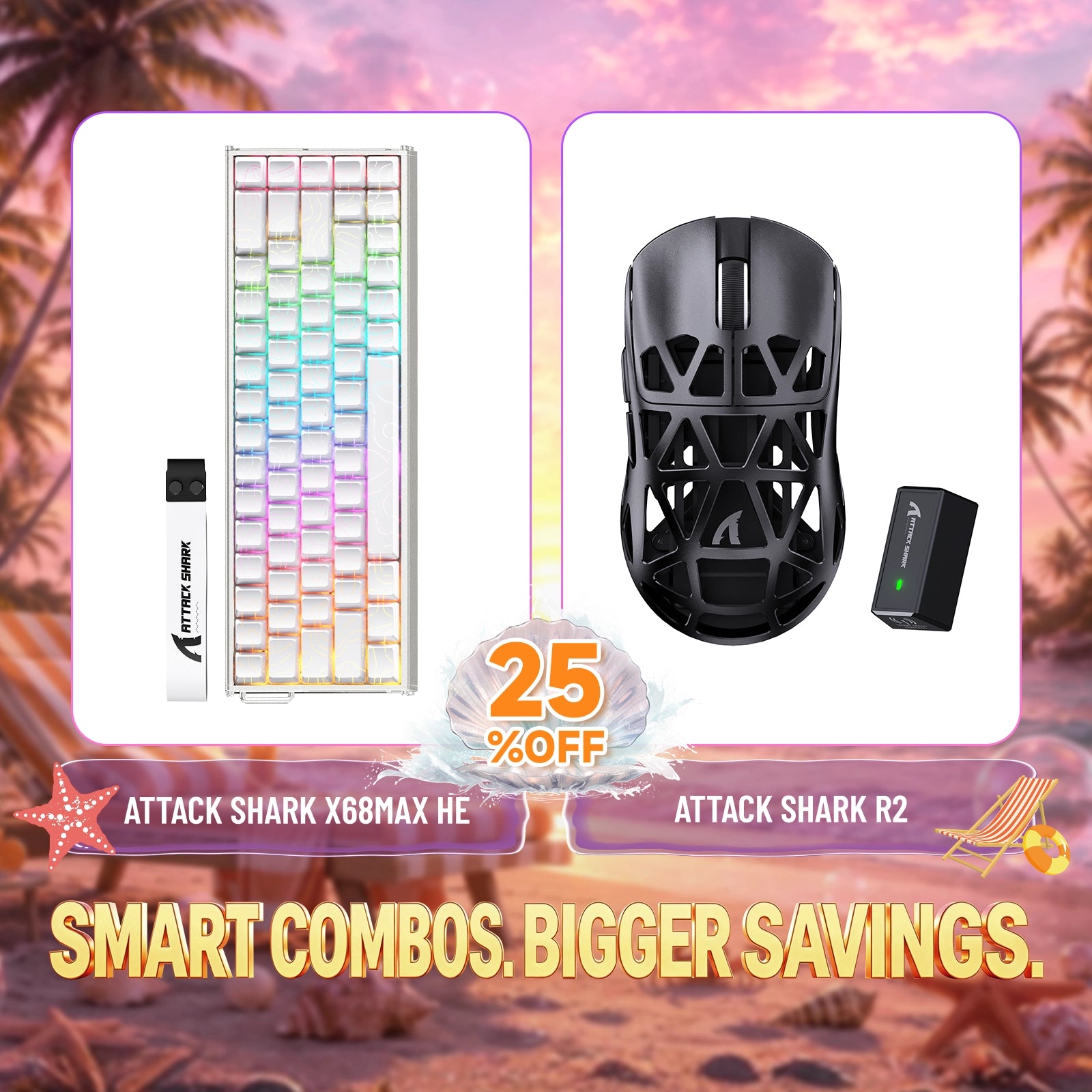 ATTACK SHARK X68MAX HE Klawiatura z szybkim wyzwalaczem z aluminium + zestaw bezprzewodowej myszy do gier z stopu magnezu R2
