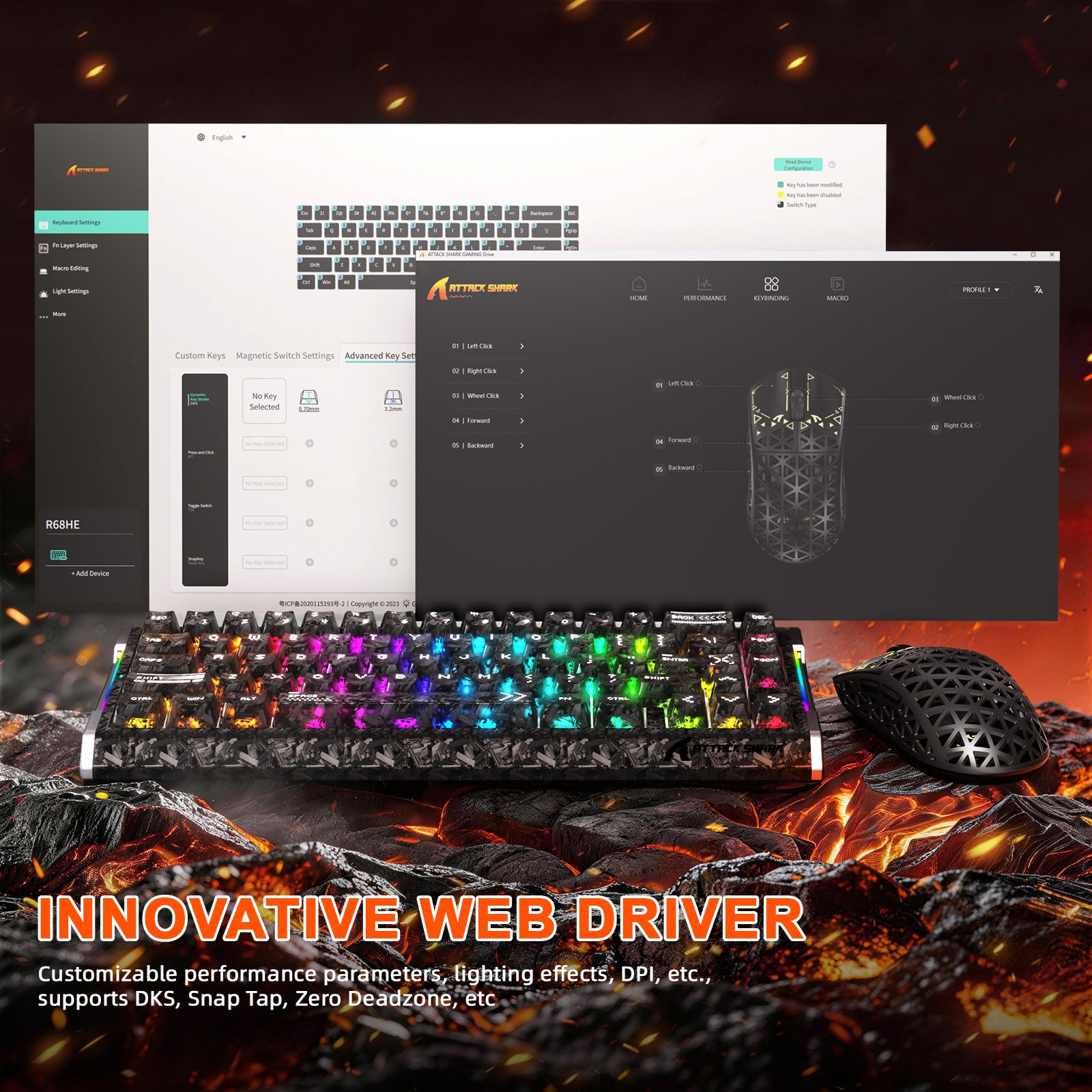 ATTACK SHARK R68 HE & R5 ULTRA Zestaw gamingowy z włókna węglowego