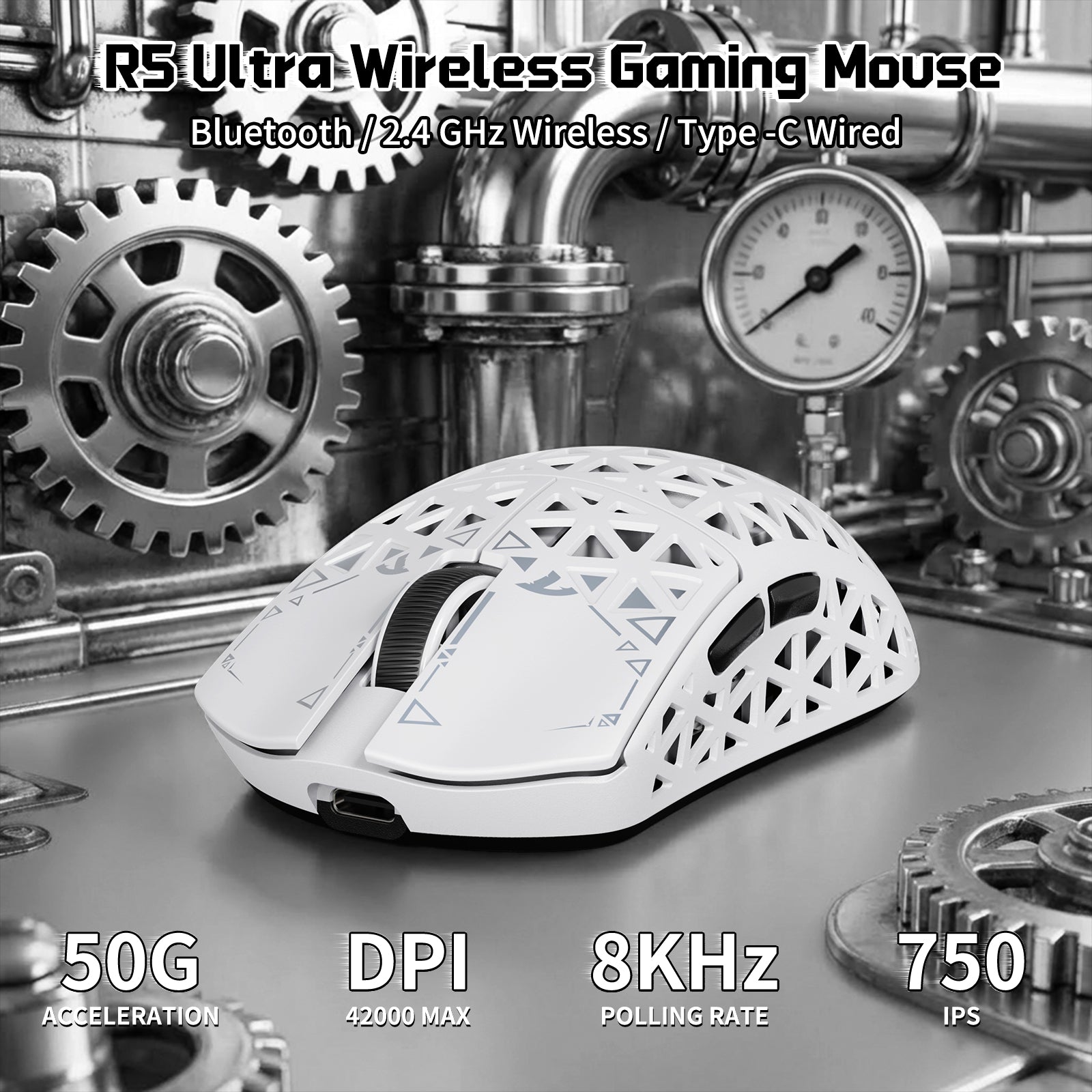 ATTACK SHARK R68 HE & R5 ULTRA Zestaw gamingowy z włókna węglowego z kablem C01 ULTRA w oplocie