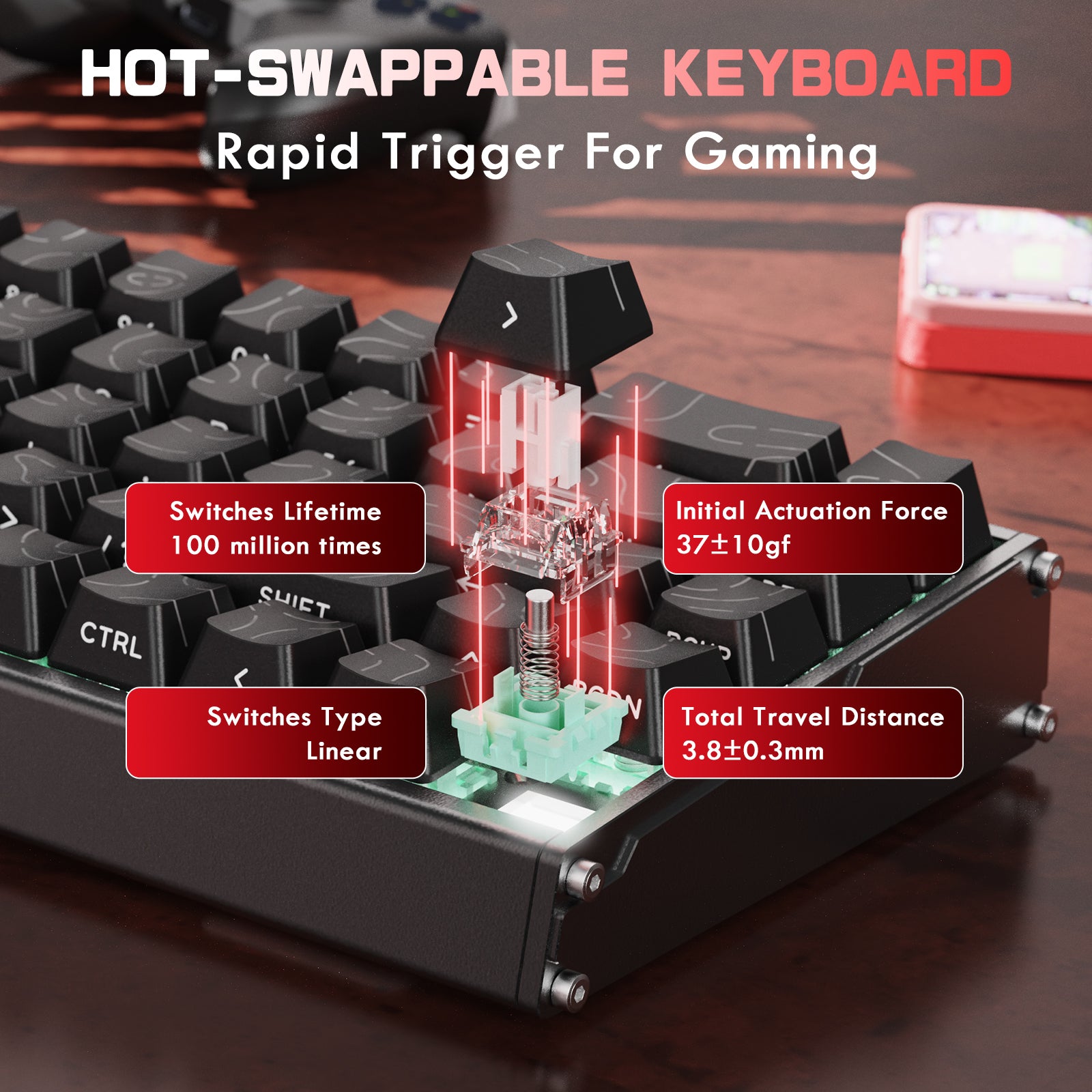 ATTACK SHARK X68MAX HE Klawiatura CNC z aluminium z szybkim wyzwalaczem i przełącznikiem magnetycznym z kablem C01Ultra RGB spiralnym