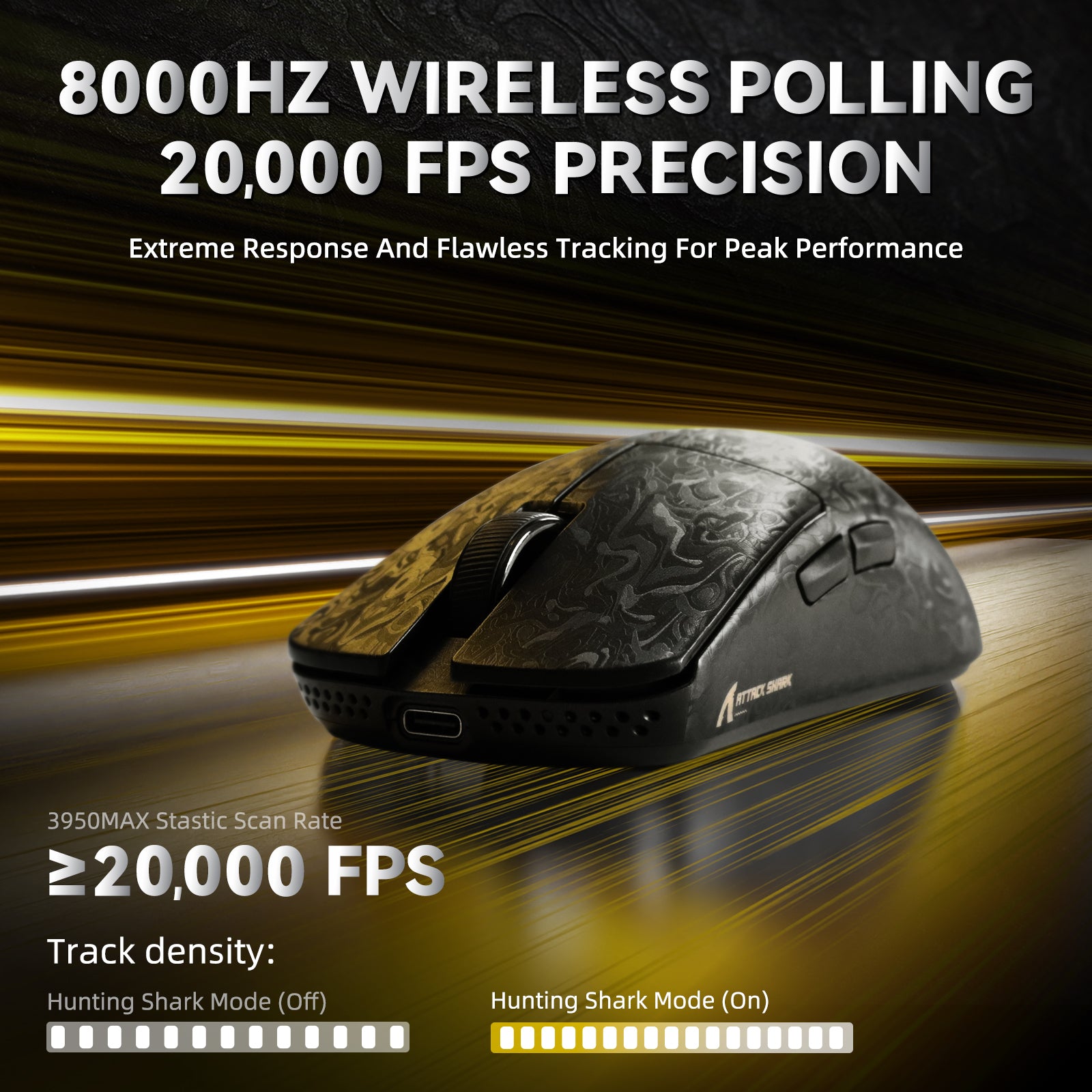 ATTACK SHARK R11 ULTRA Bezprzewodowa mysz gamingowa 8K PAW3950MAX z włókna węglowego z kablem C06 Ultra LED