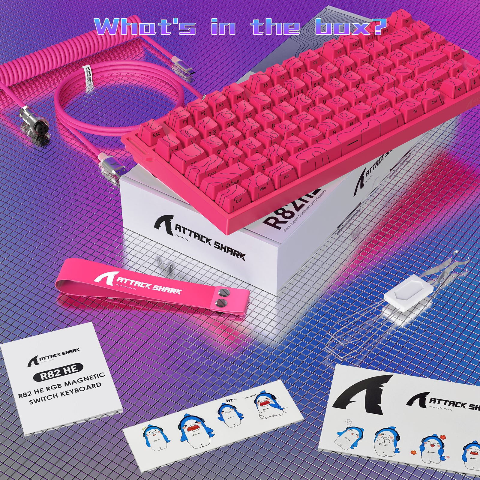 ATTACK SHARK R82 HE Przewodowa klawiatura do gier 75% z kablem LED C01ULTRA