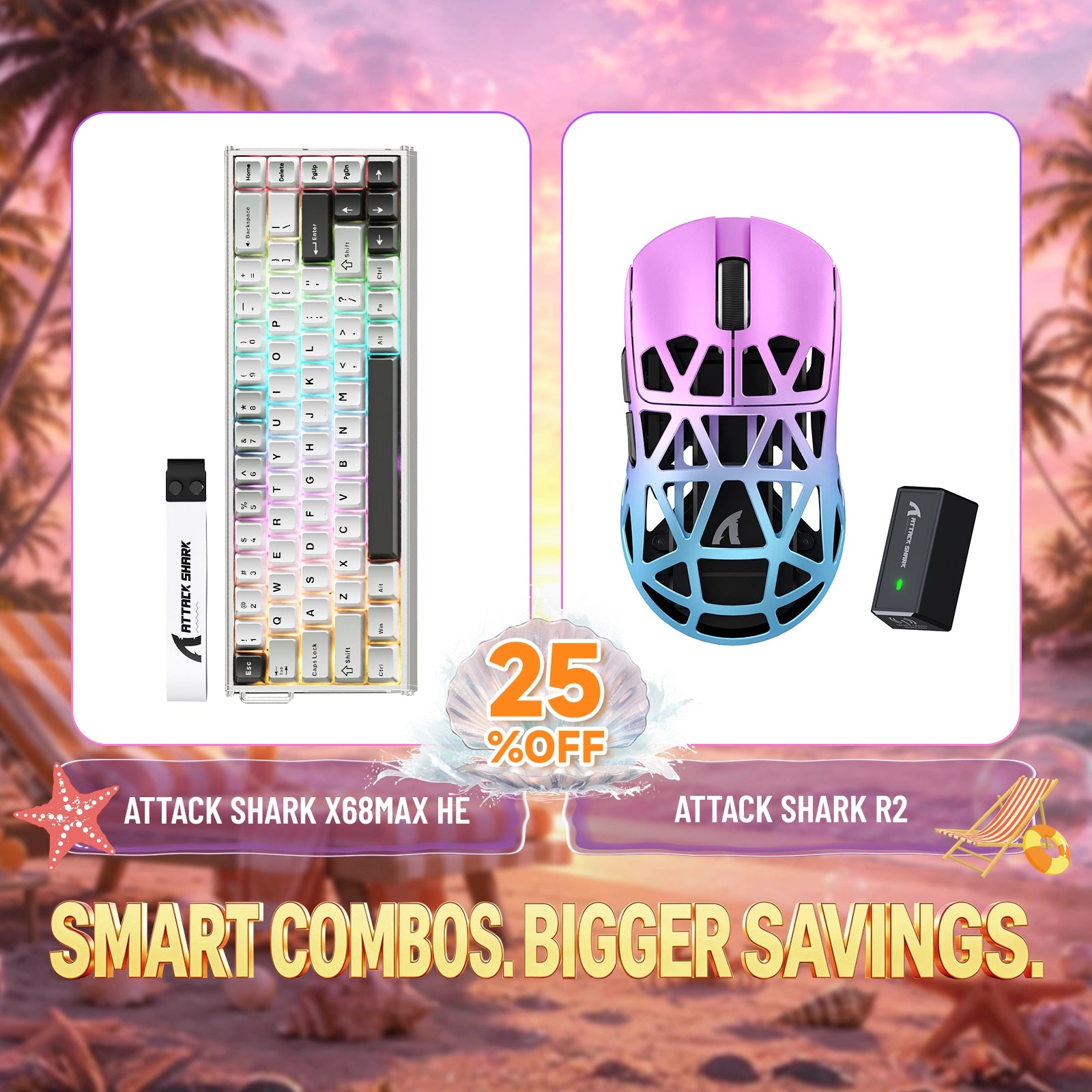 ATTACK SHARK X68MAX HE keyboard and R2 wireless mouse bundle with 25% off