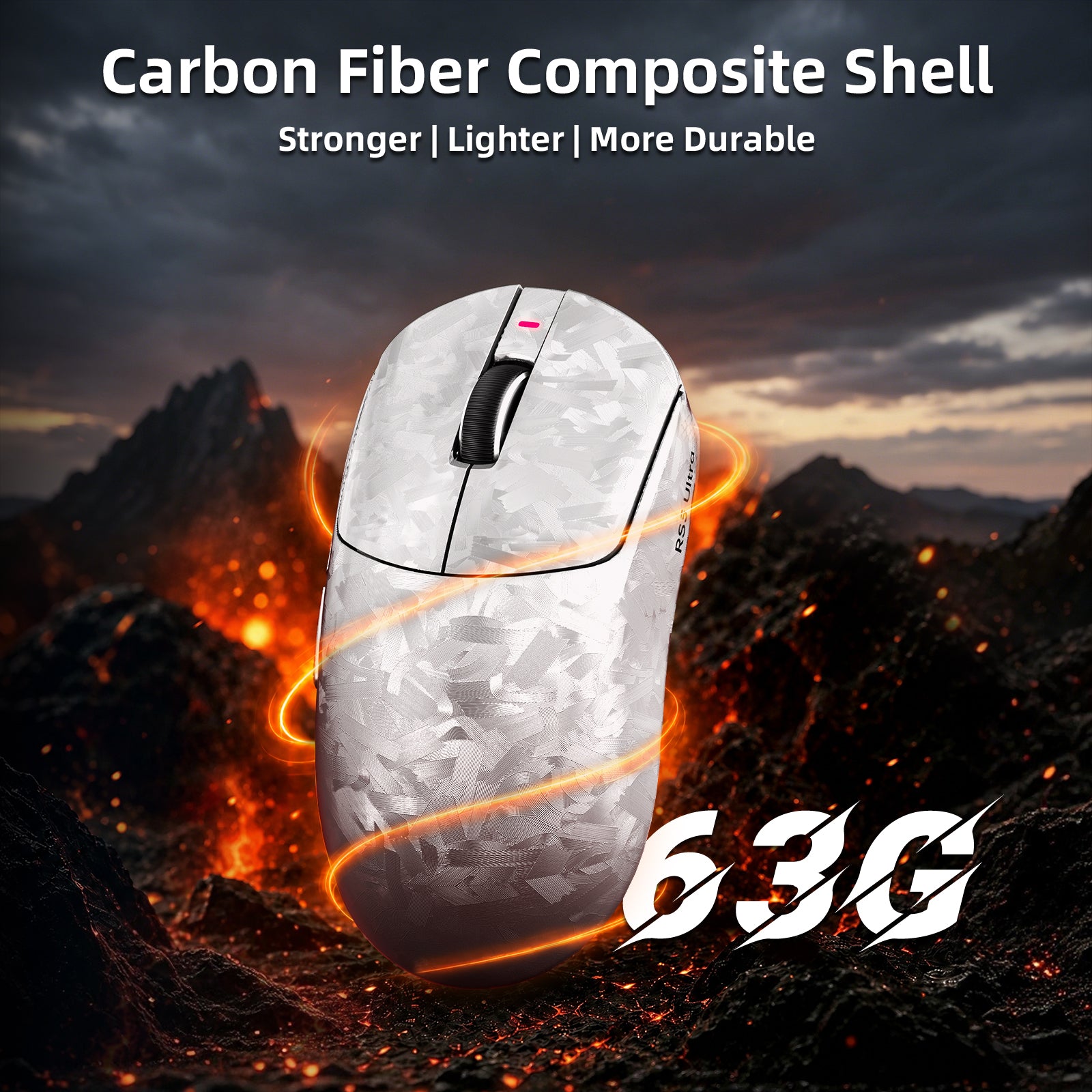 Mysz gamingowa bezprzewodowa ATTACK SHARK RS3 ULTRA Carbon Fiber PAW3955MAX z kablem C06 Ultra LED