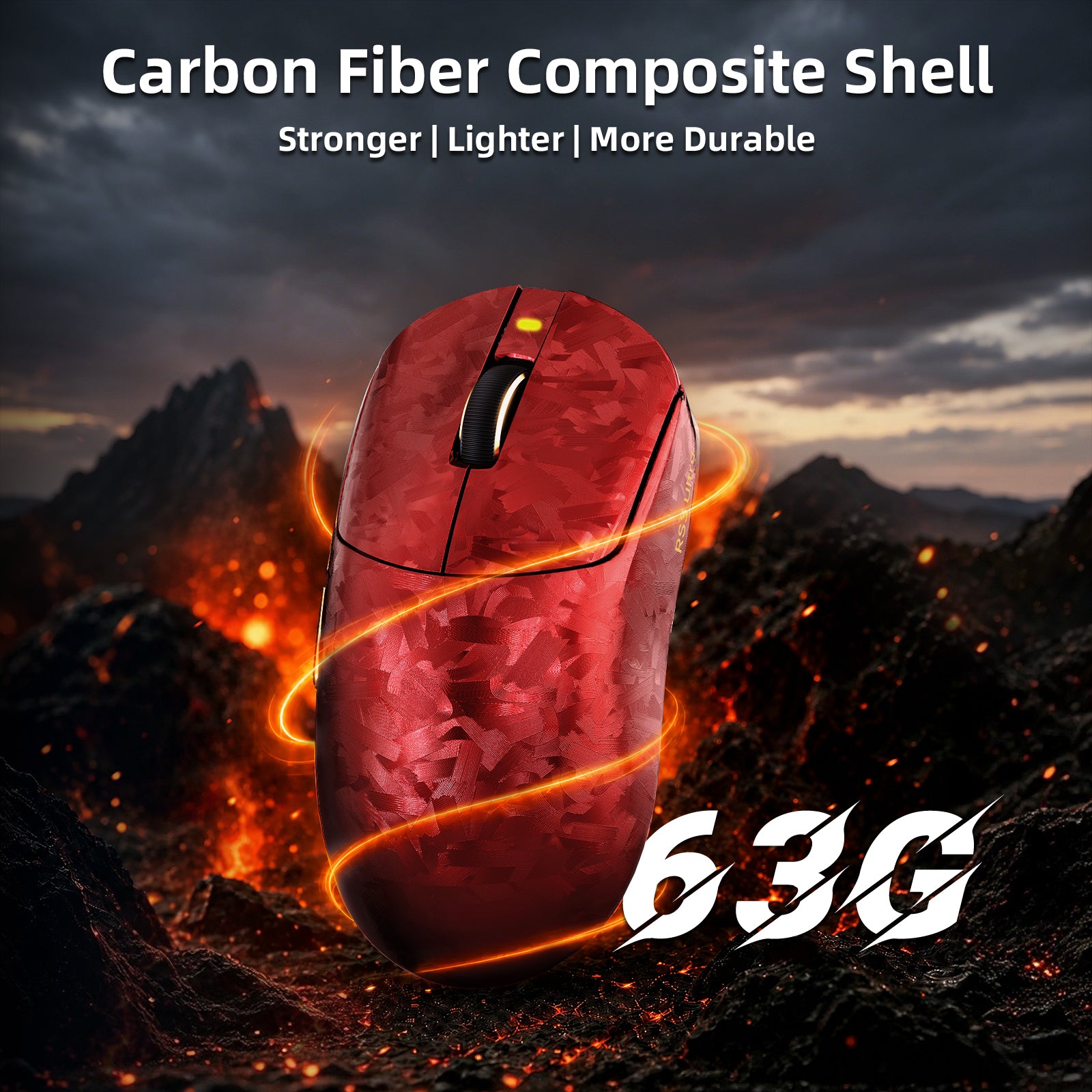Mysz gamingowa bezprzewodowa ATTACK SHARK RS3 ULTRA Carbon Fiber PAW3955MAX z kablem C06 Ultra LED