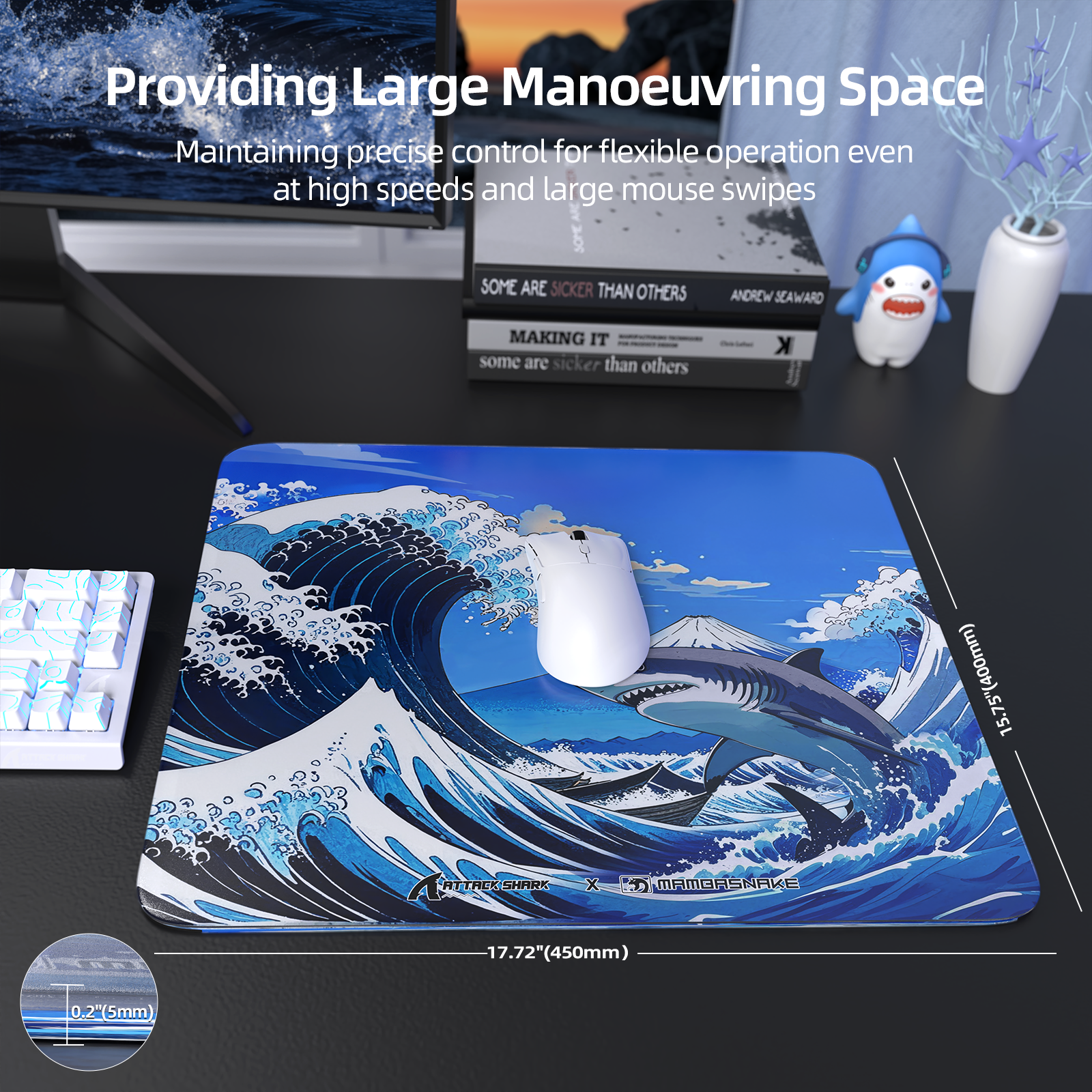 ATTACK SHARK CM05 Szklana podkładka pod mysz do gier