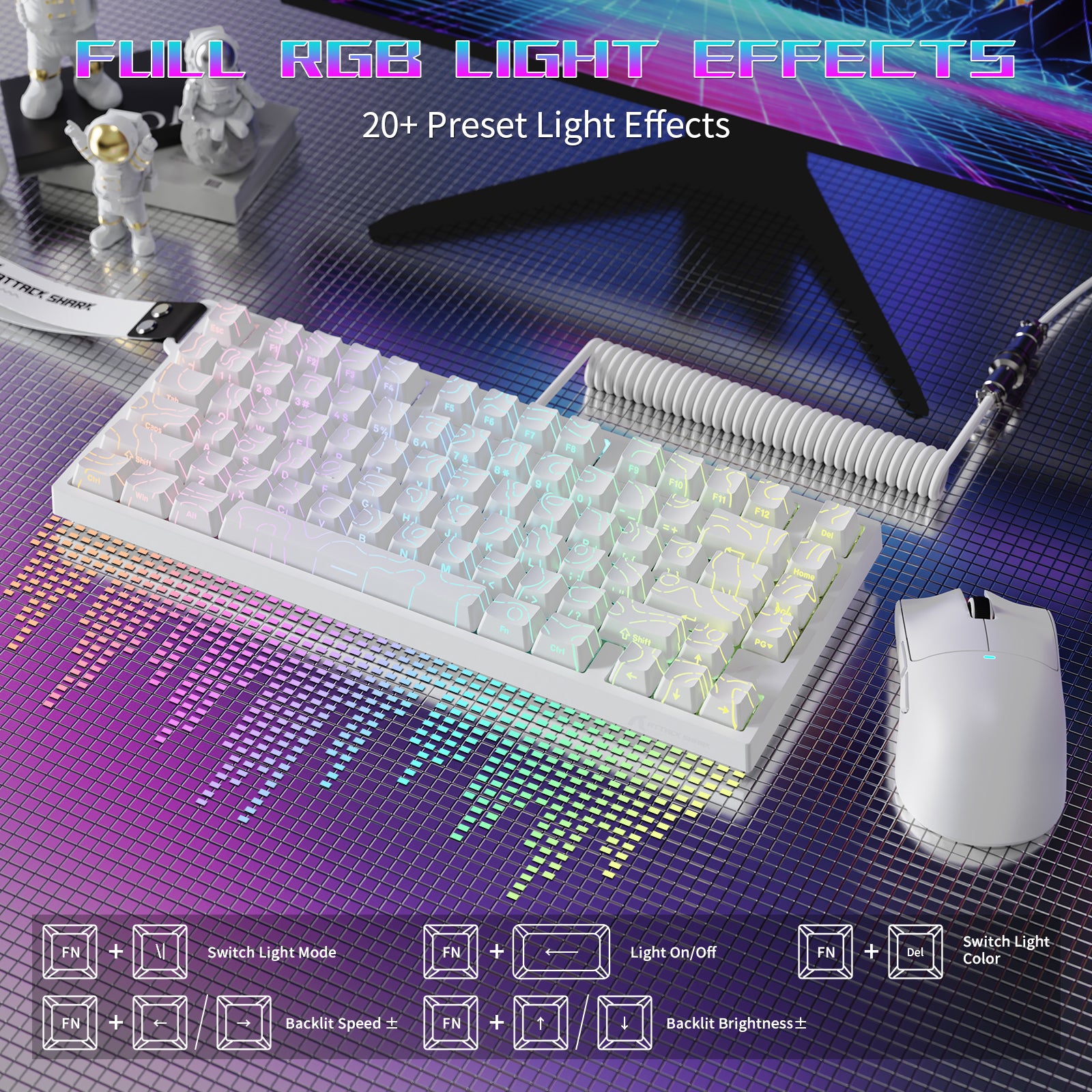 ATTACK SHARK R82 HE Przewodowa klawiatura do gier 75% z kablem LED C01ULTRA