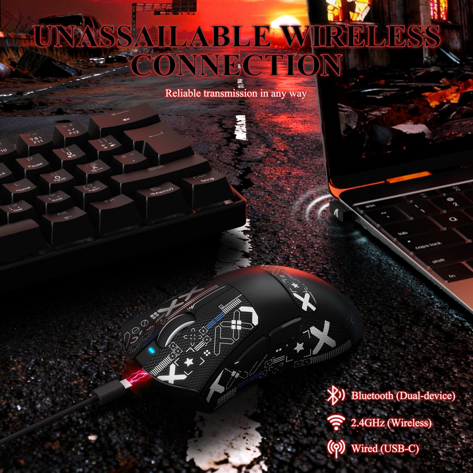 ATTACK SHARK V3PRO Ultra lekka Tri-mode mysz gamingowa z dokiem ładującym