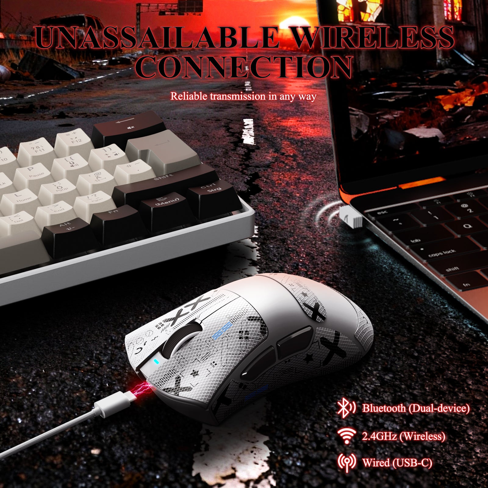 ATTACK SHARK V3PRO Ultra lekka Tri-mode mysz gamingowa z dokiem ładującym