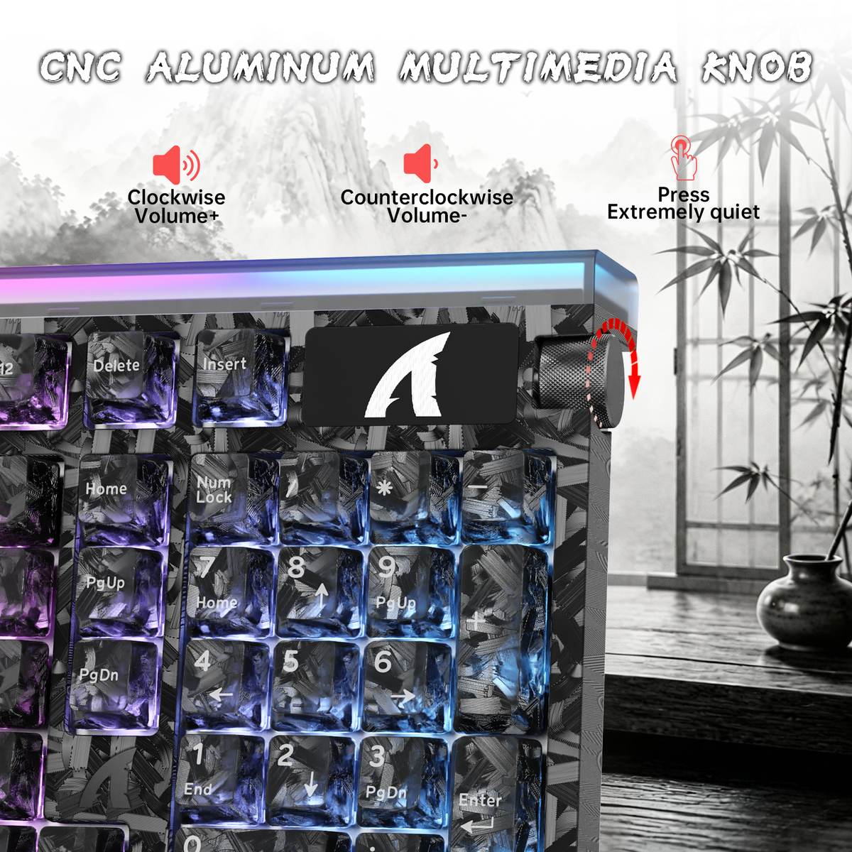 Klawiatura przewodowa ATTACK SHARK R98 HE z włókna węglowego, szybkim spustem, magnetycznym przełącznikiem oraz kablem Ultra RGB C01 w oplocie spiralnym