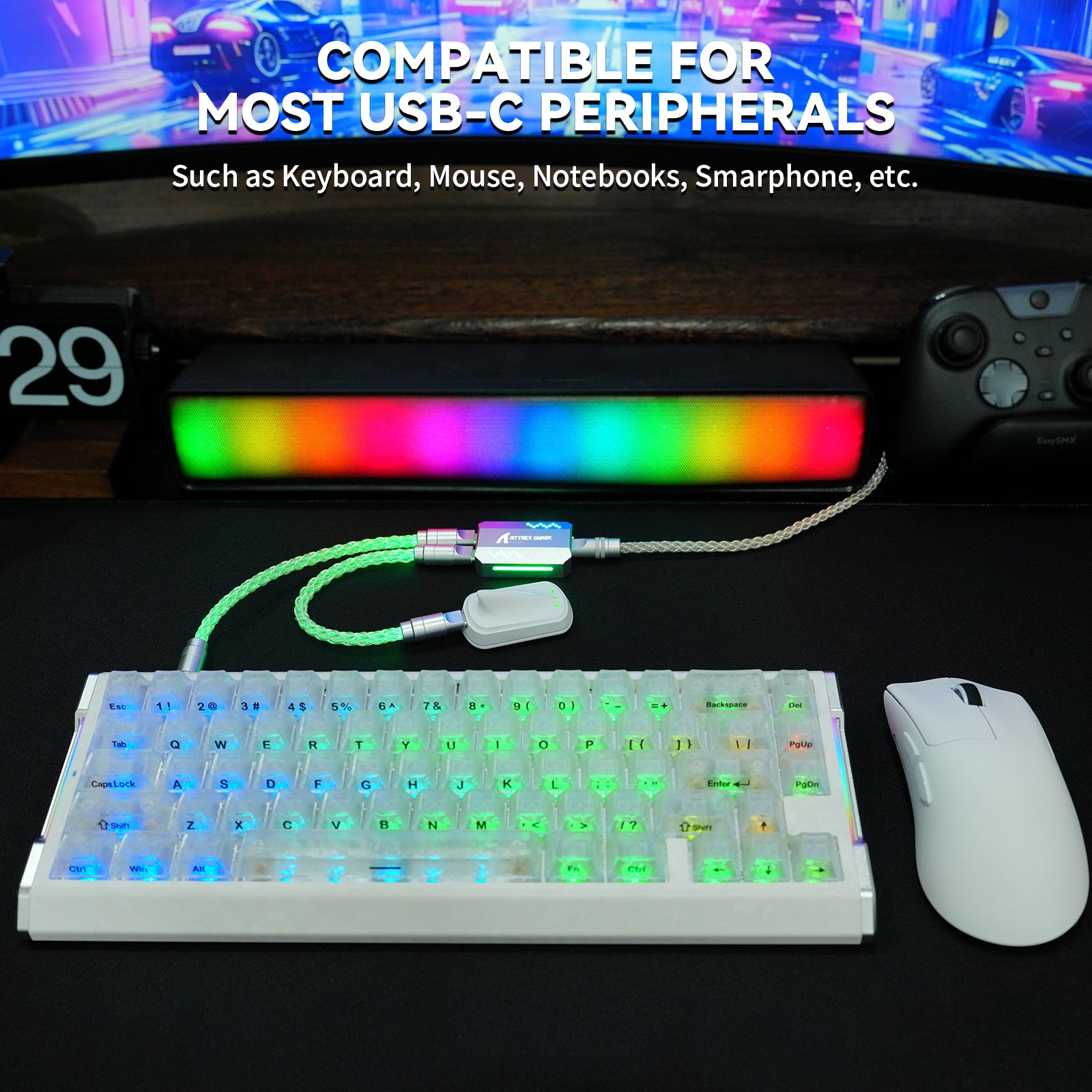 ATTACK SHARK C07 PRO Kabel 2 w 1 Type C do klawiatury/myszy do gier 8KHz