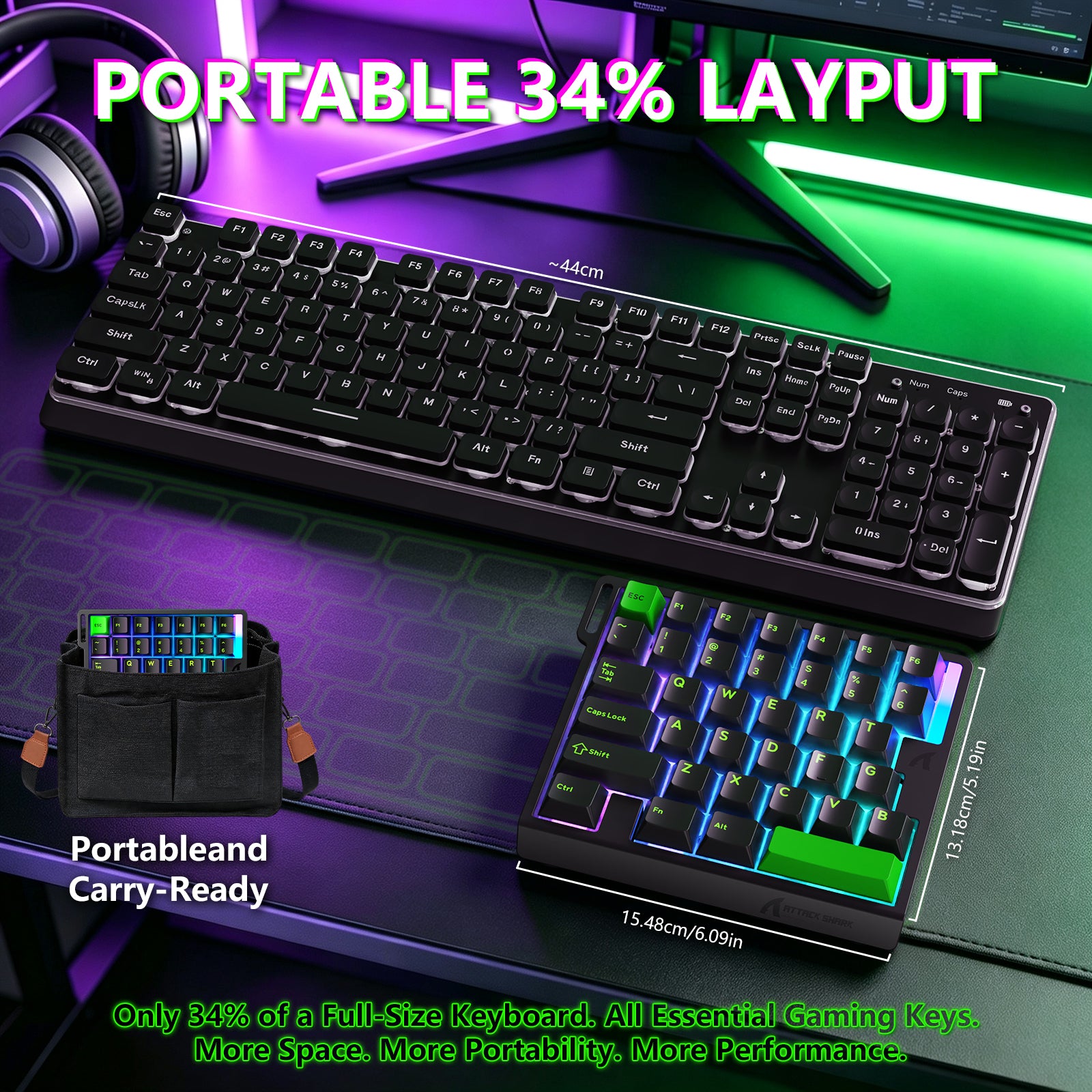 ATTACK SHARK M36 HE Jednoręczna klawiatura z magnetycznym przełącznikiem & C01 ULTRA LED Aviator Cable