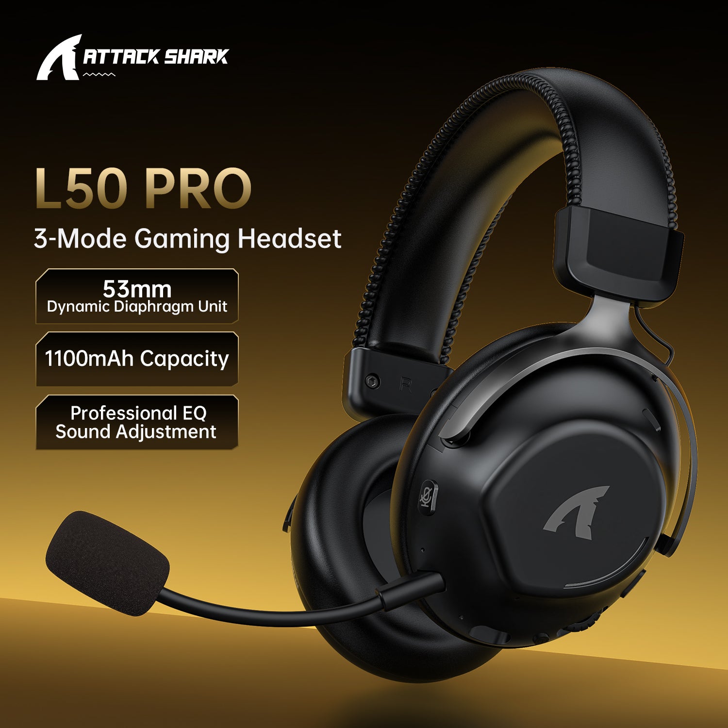 ATTACK SHARK L50PRO Tri-Mode Connection Bezprzewodowy zestaw słuchawkowy do gier