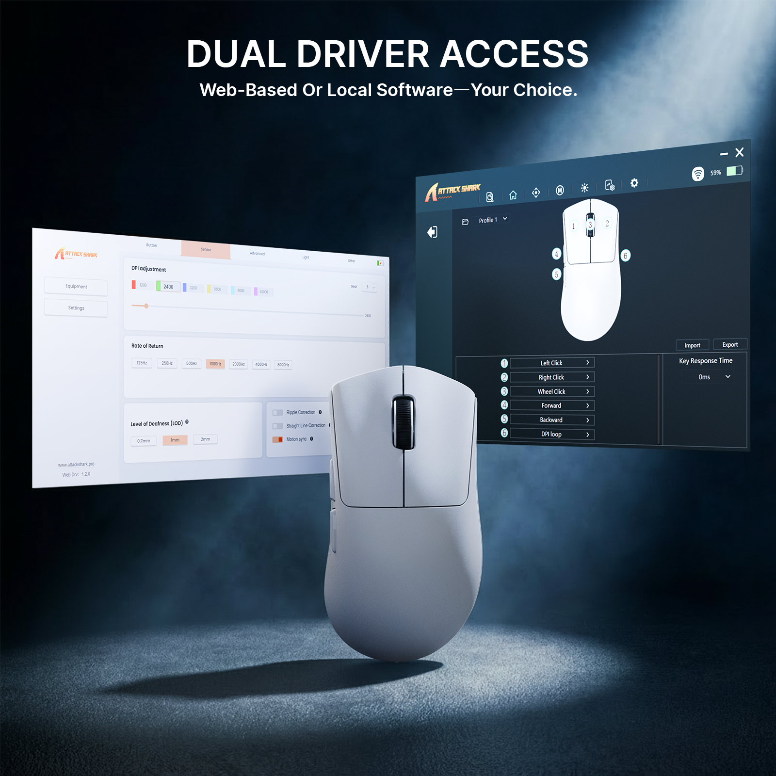 ATTACK SHARK V8 Ultra lekka ergonomiczna bezprzewodowa mysz gamingowa