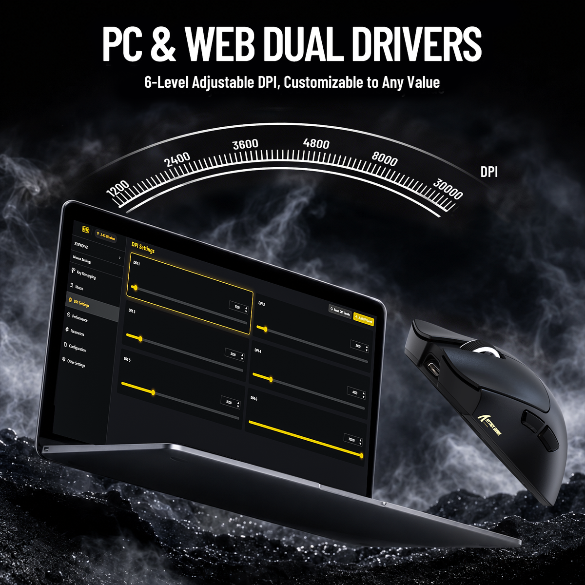 Bezprzewodowa mysz gamingowa ATTACK SHARK X11 PRO V2 z wyświetlaczem TFT, stacją ładującą i zwiniętym kablem C06