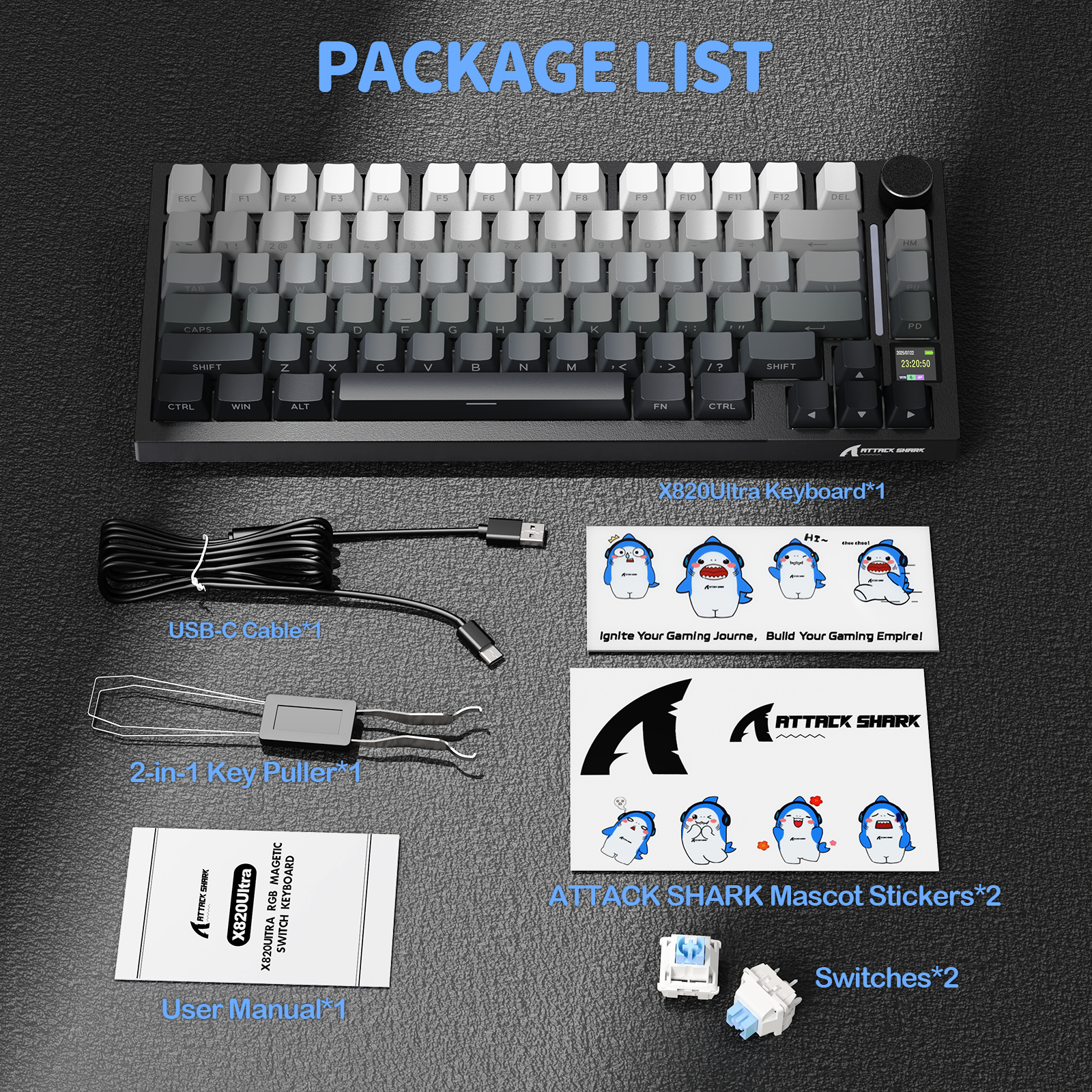 ATTACK SHARK X820Ultra Tri-mode Mechaniczna klawiatura z uszczelką
