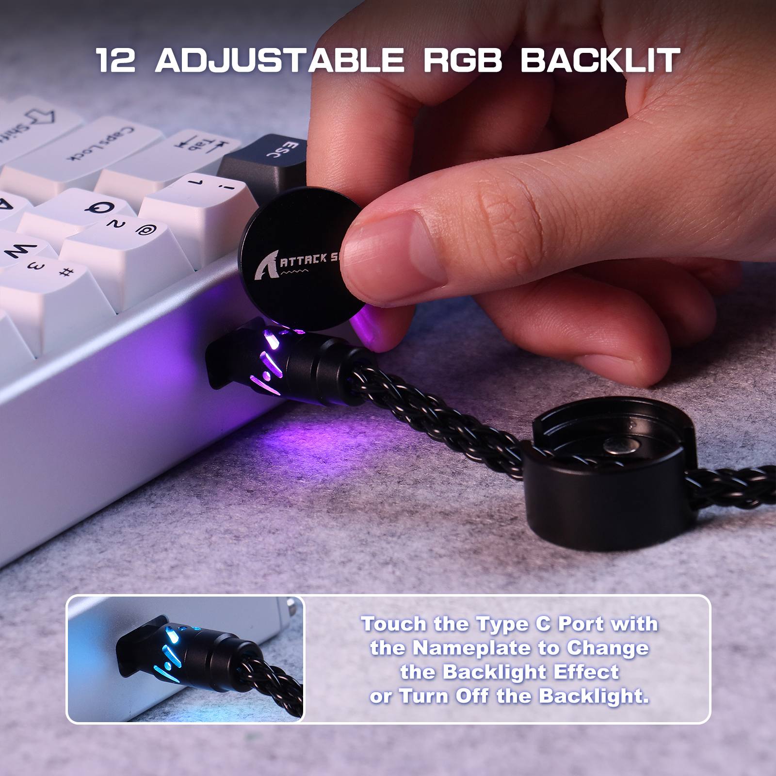 ATTACK SHARK C07 Niestandardowy Kabel Aviator do Klawiatury Magnetycznej 8KHz