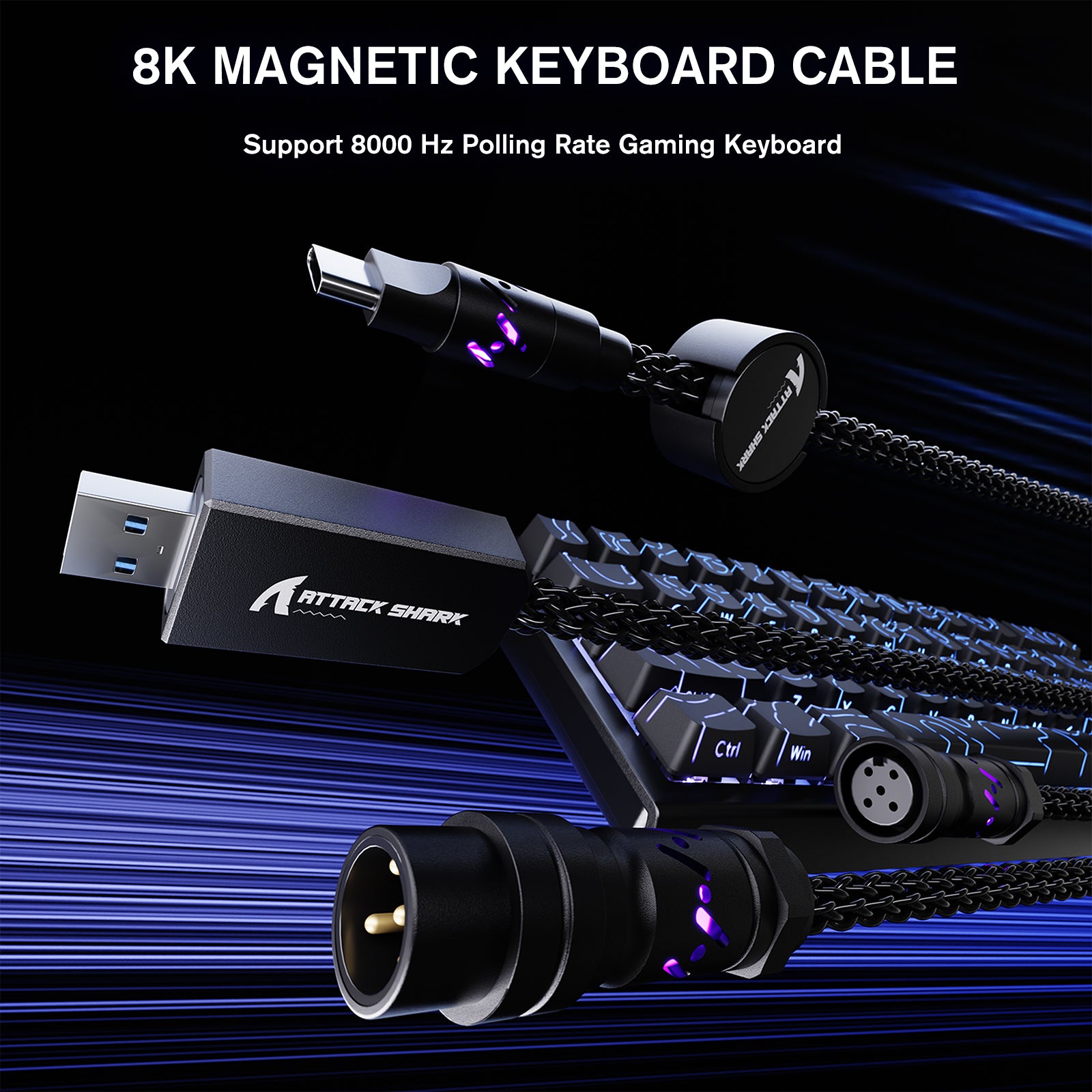 ATTACK SHARK C07 Niestandardowy Kabel Aviator do Klawiatury Magnetycznej 8KHz