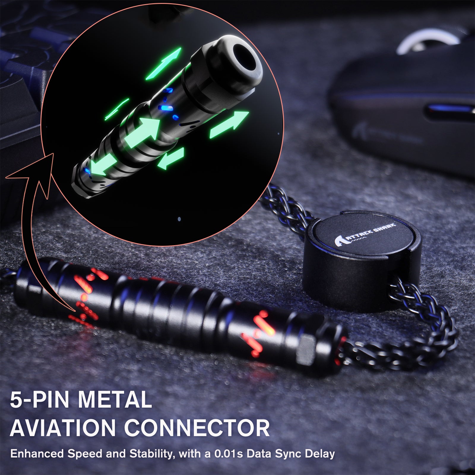 ATTACK SHARK C07 Niestandardowy Kabel Aviator do Klawiatury Magnetycznej 8KHz
