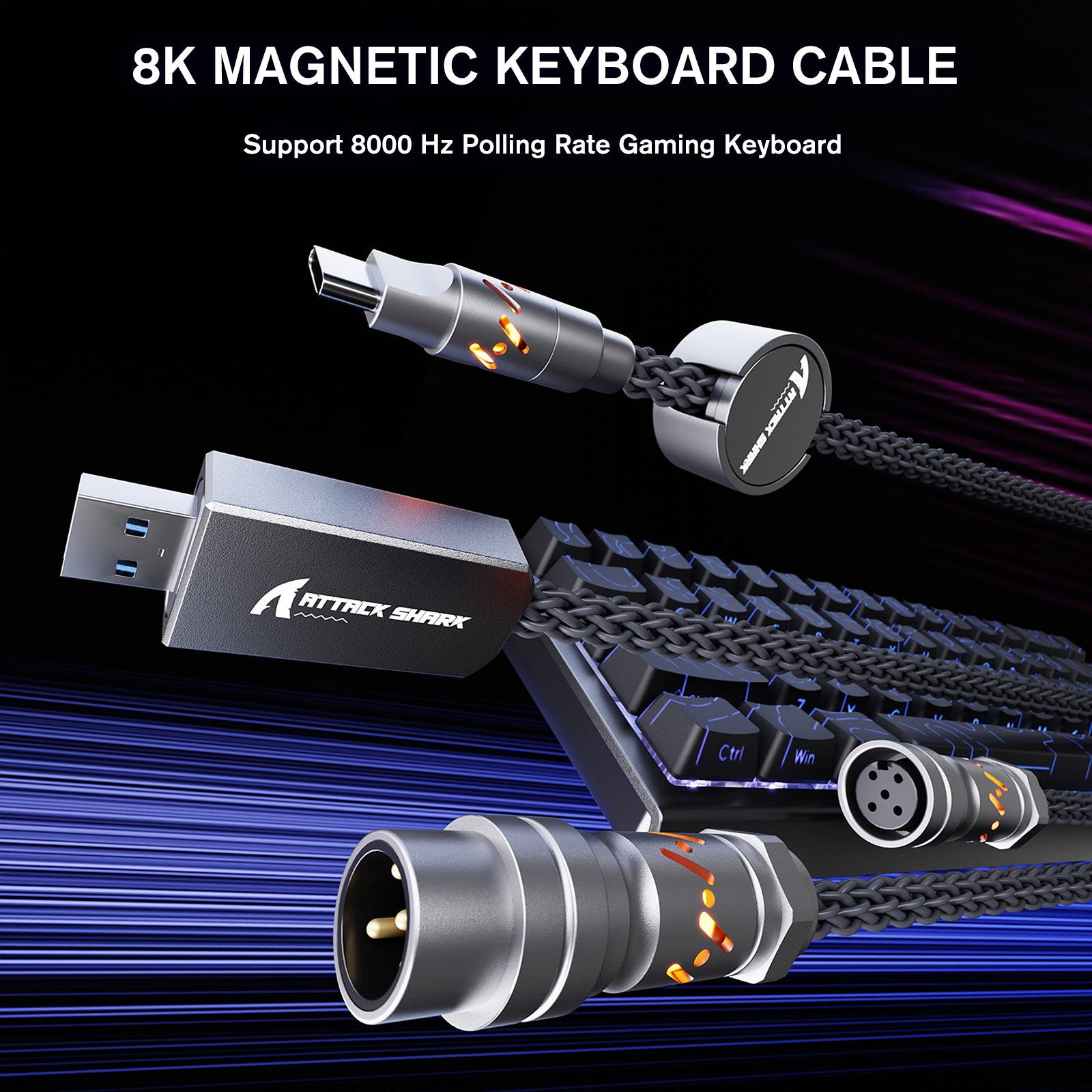 ATTACK SHARK C07 Niestandardowy Kabel Aviator do Klawiatury Magnetycznej 8KHz