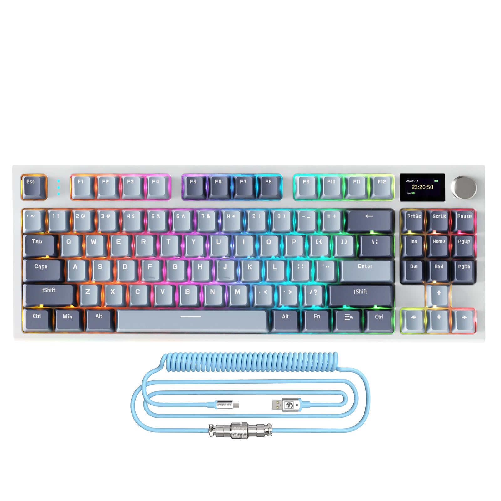 ATTACK SHARK K86 Bezprzewodowa Mechaniczna Klawiatura ze Spiralnym Kablem