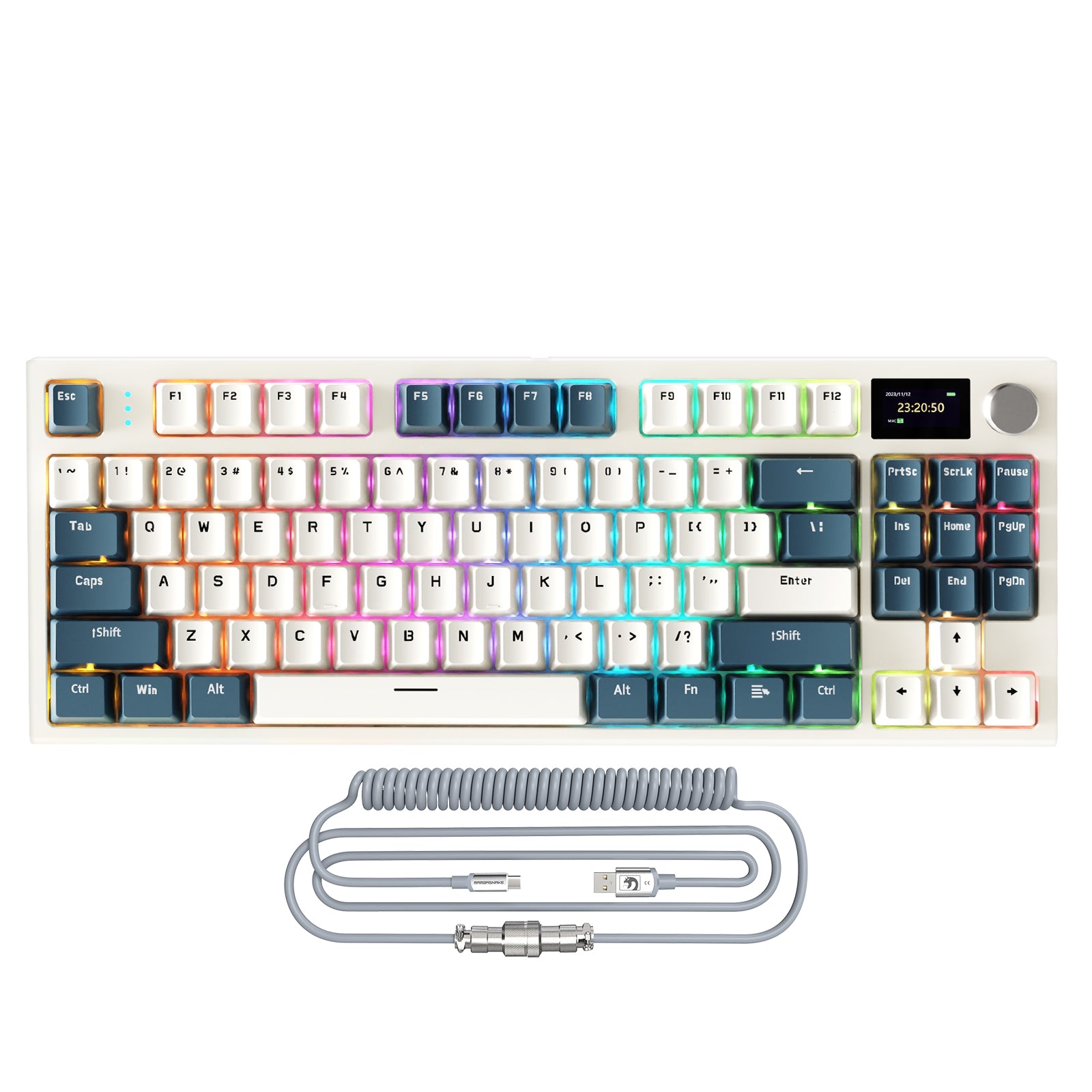 ATTACK SHARK K86 Bezprzewodowa Mechaniczna Klawiatura ze Spiralnym Kablem