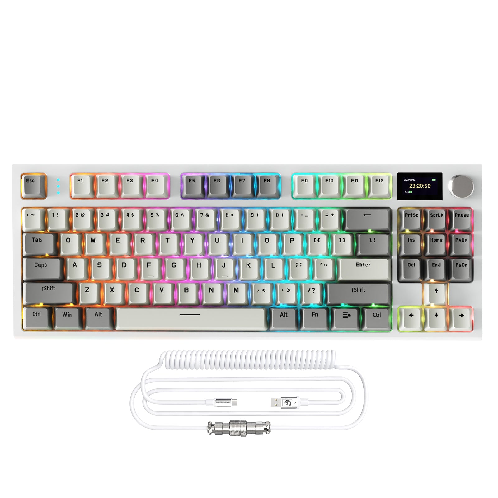 ATTACK SHARK K86 Bezprzewodowa Mechaniczna Klawiatura ze Spiralnym Kablem