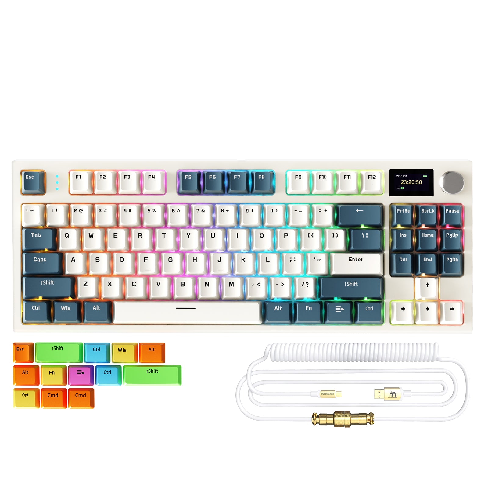 ATTACK SHARK K86 Bezprzewodowa Mechaniczna Klawiatura ze Spiralnym Kablem