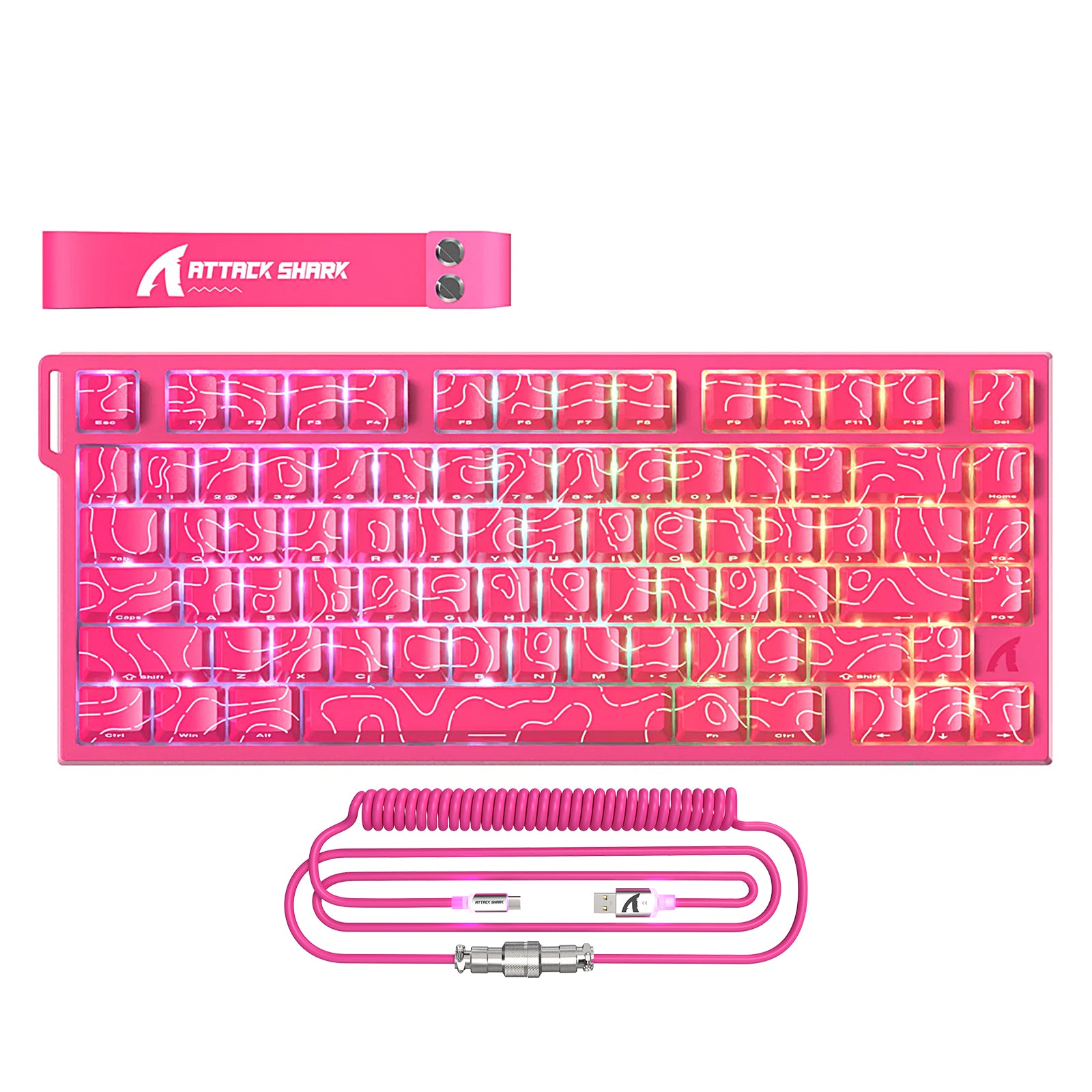 ATTACK SHARK R82 HE Przewodowa klawiatura do gier 75% z kablem LED C01ULTRA