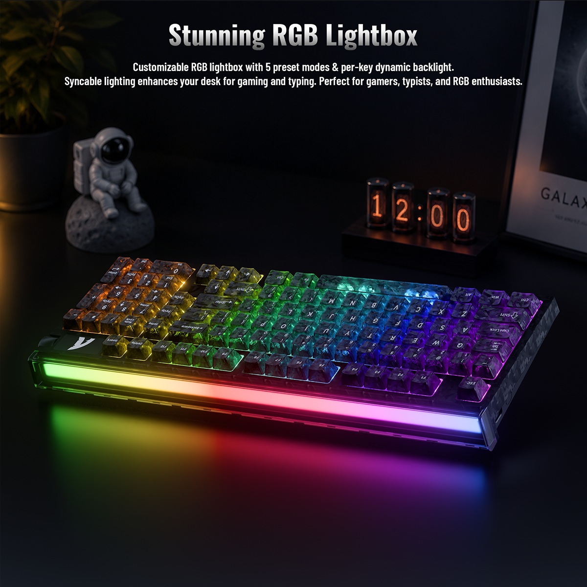 Klawiatura przewodowa ATTACK SHARK R98 HE z włókna węglowego, szybkim spustem, magnetycznym przełącznikiem oraz kablem Ultra RGB C01 w oplocie spiralnym