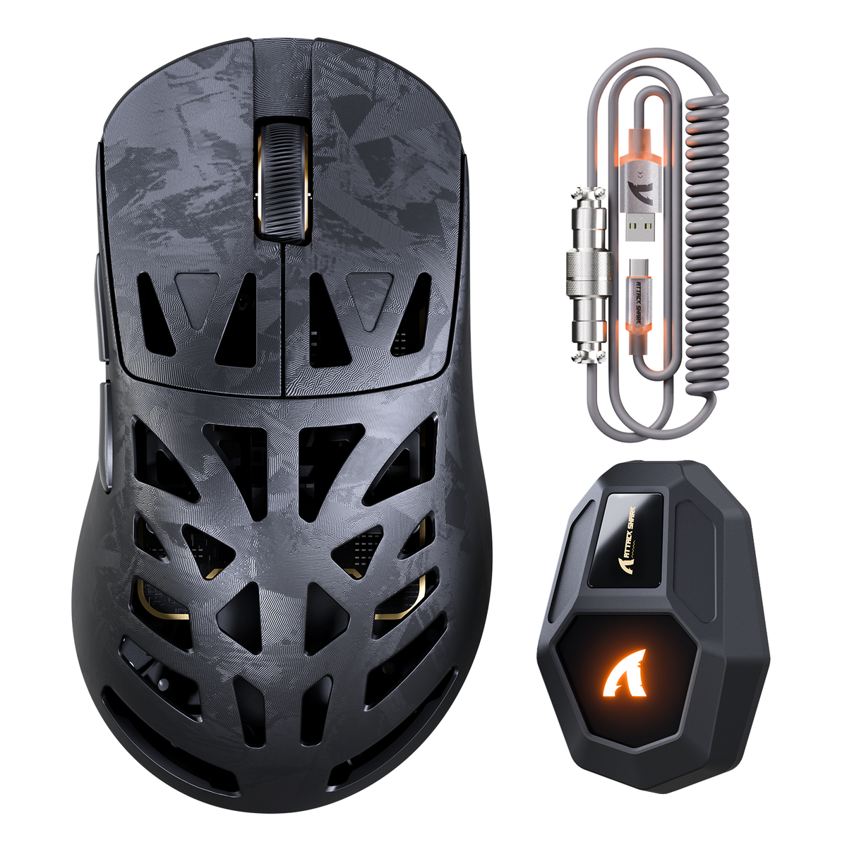 Bezprzewodowa mysz gamingowa ATTACK SHARK RS6 ULTRA z włókna węglowego, PAW3955MAX