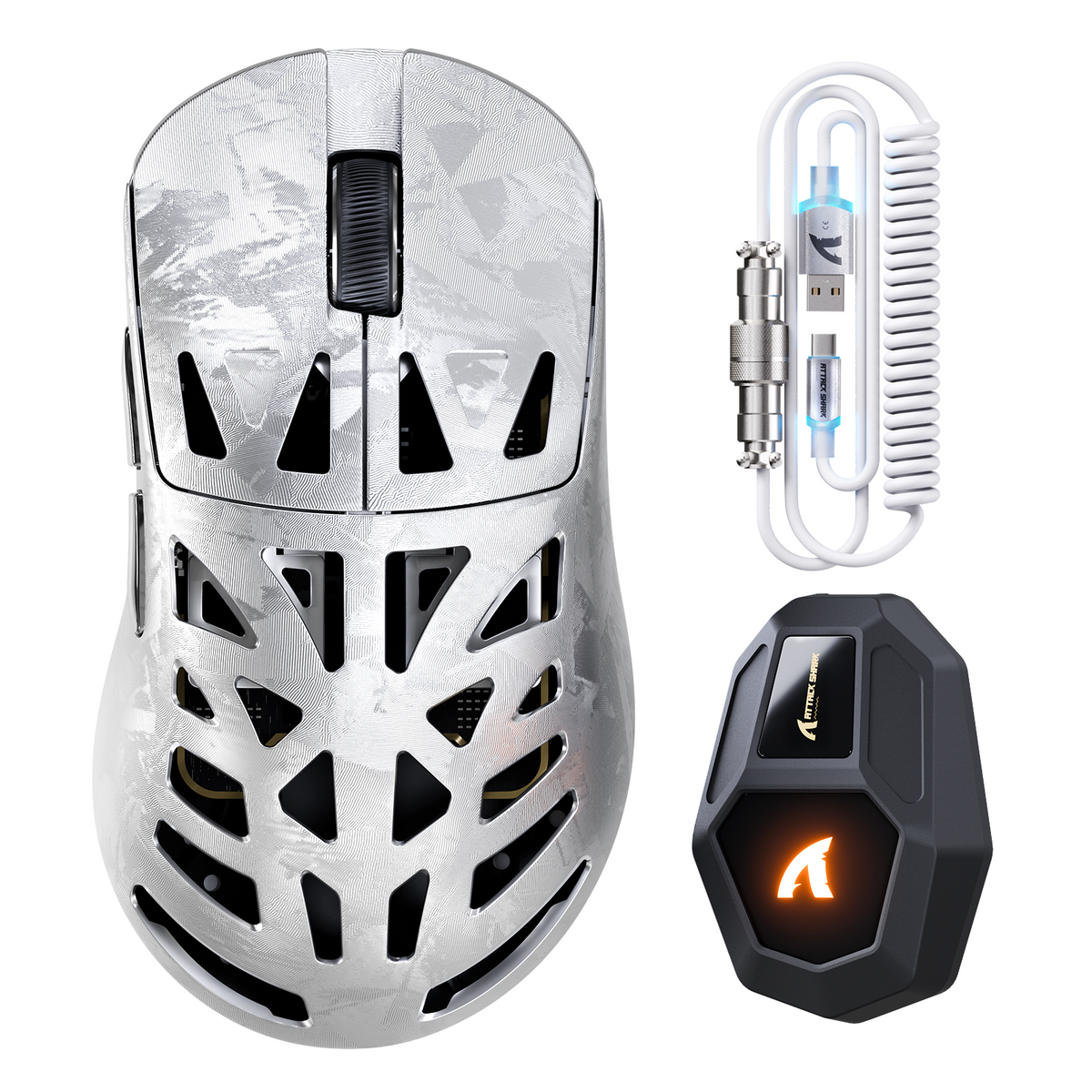 Bezprzewodowa mysz gamingowa ATTACK SHARK RS6 ULTRA z włókna węglowego, PAW3955MAX