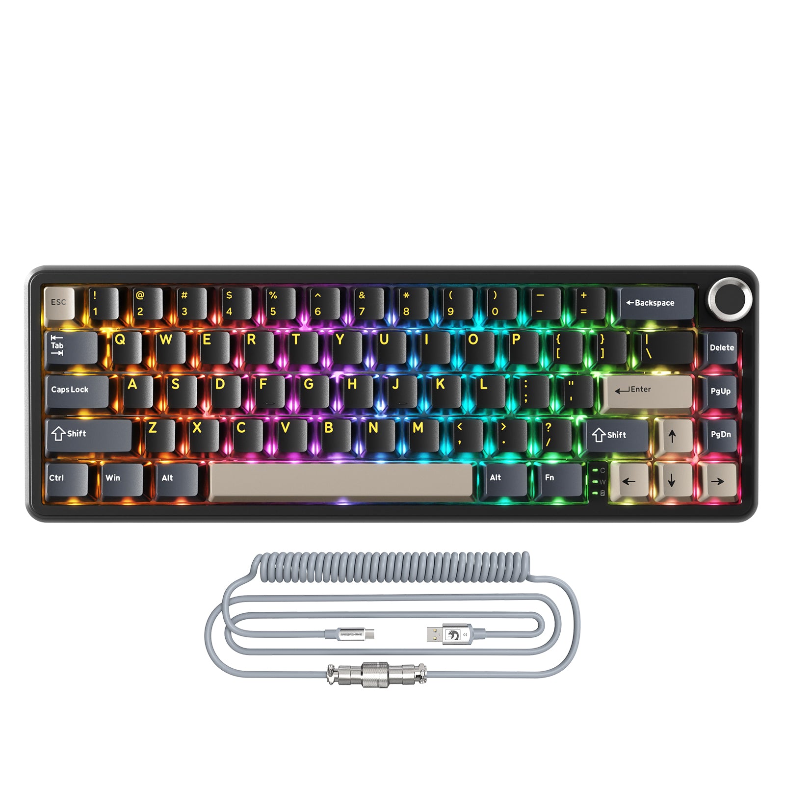 ATTACK SHARK X66 Bezprzewodowa mechaniczna klawiatura z 8K spiralnym kablem